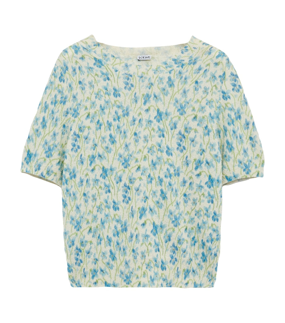 LOEWE White Cotton-Blend Floral Sweater