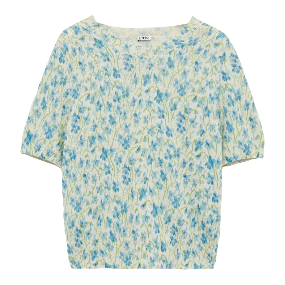 LOEWE White Cotton-Blend Floral Sweater