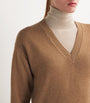 Beige Cashmere V-Neck Sweater