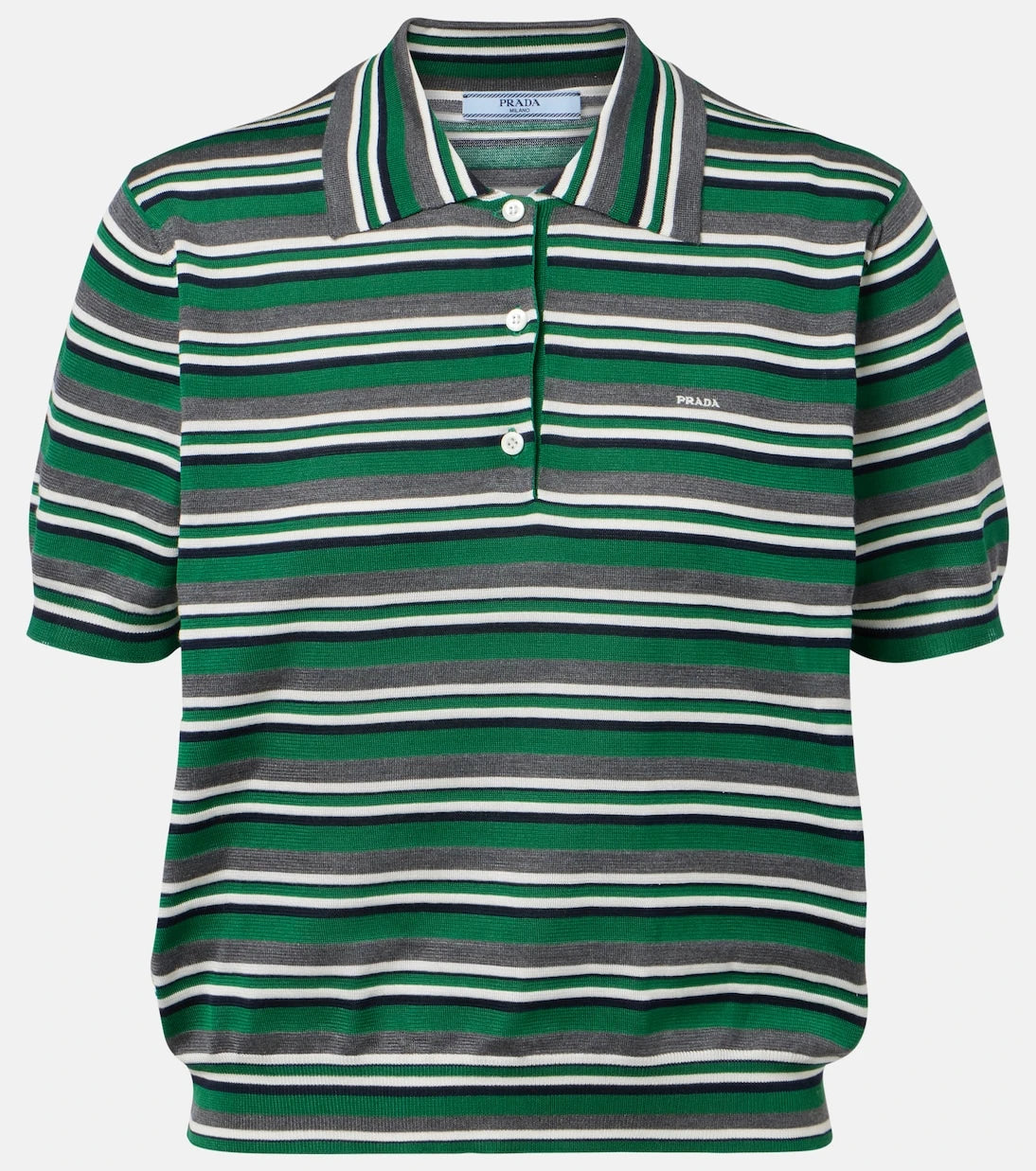 Prada - Striped cotton and silk polo shirt