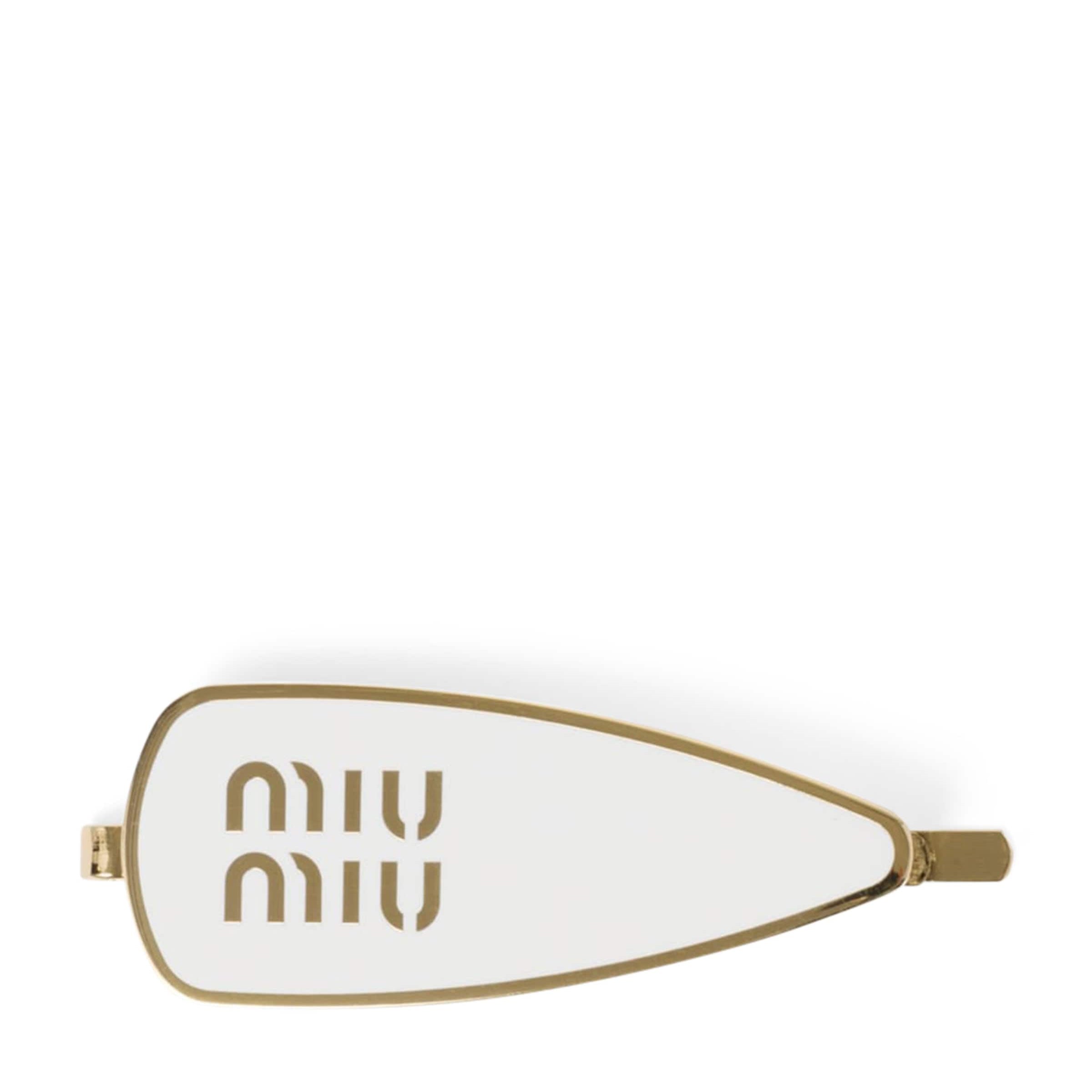 White Enamel Logo Hair Clip