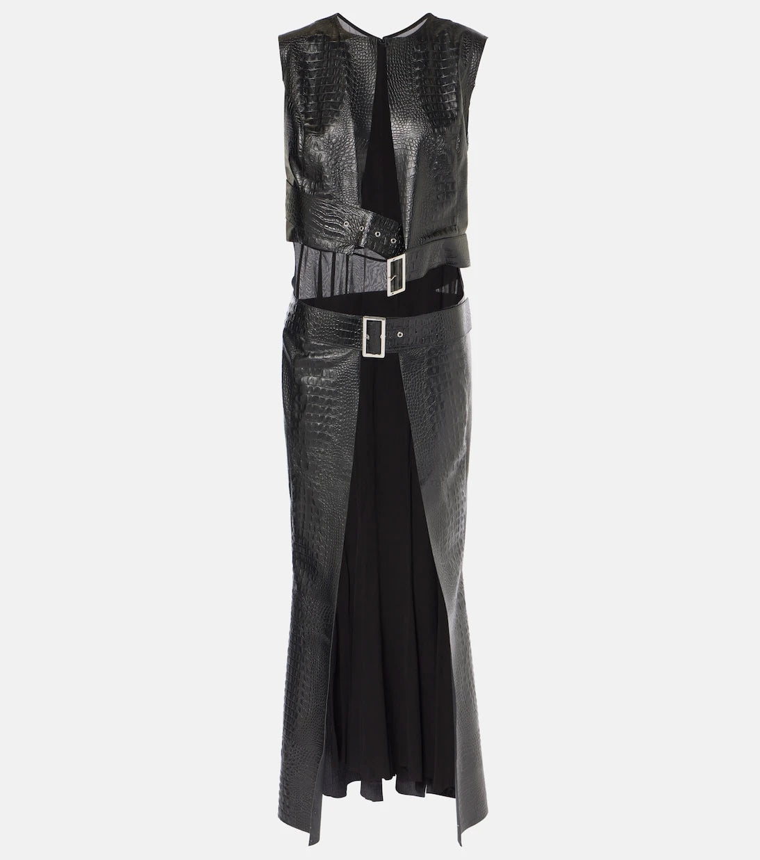 Junya Watanabe - Snake-effect faux leather midi dress