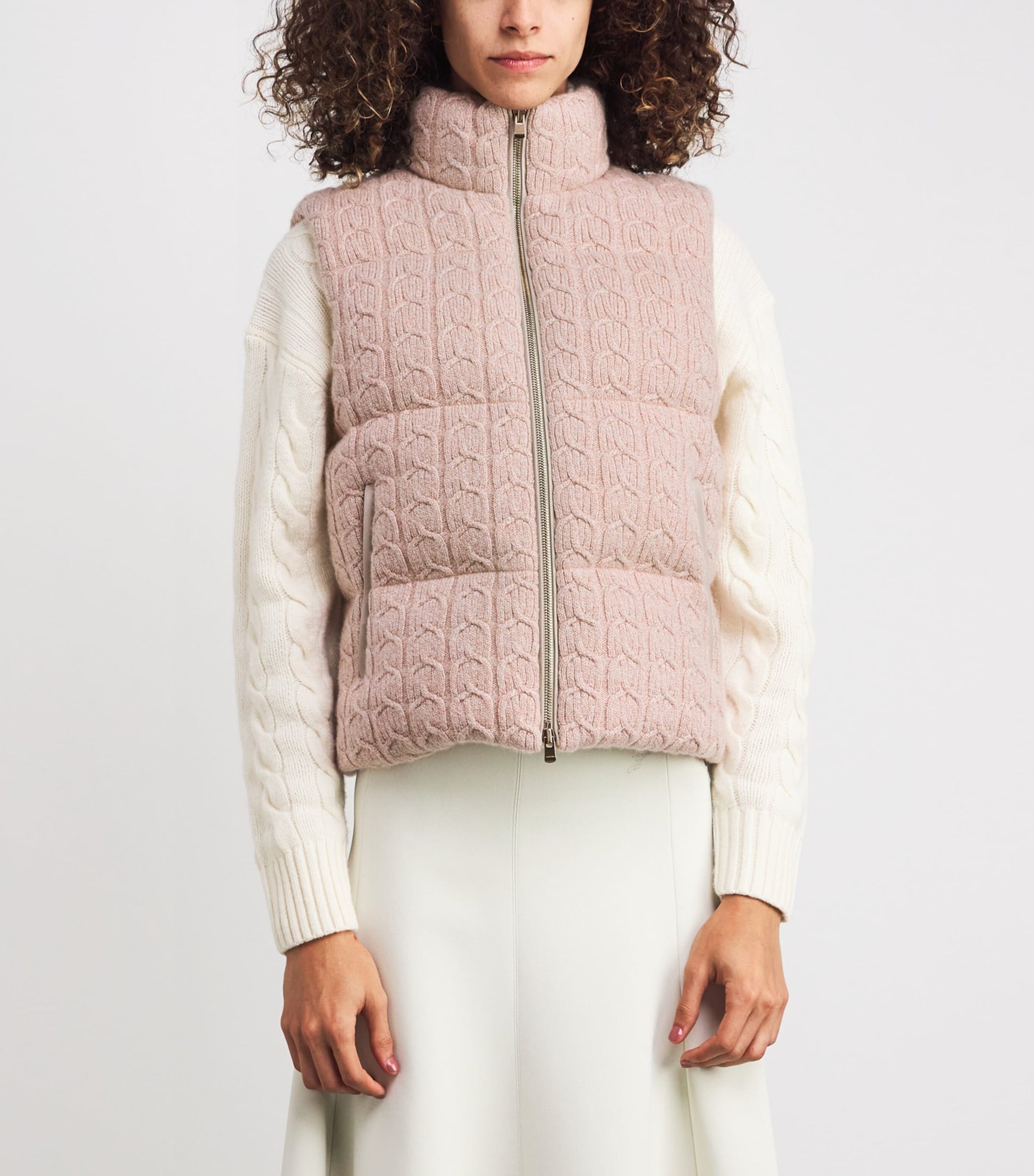 Agnona Pink Cashmere Quilted Gilet
