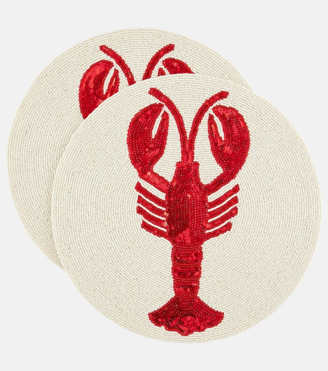 Les-Ottomans - Lobster set of 2 beaded sequined placemats