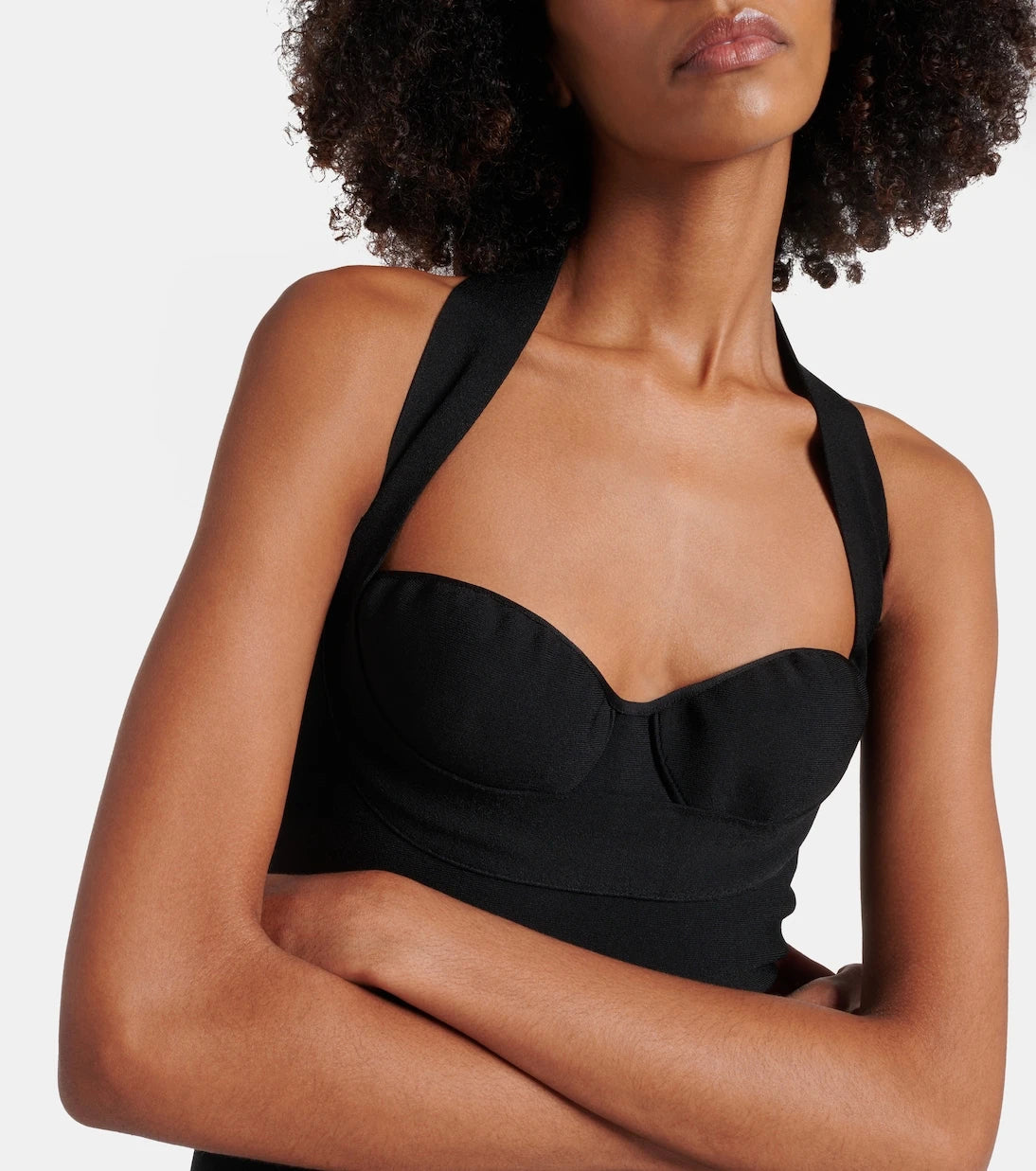 Alaïa - Ribbed-knit halterneck minidress