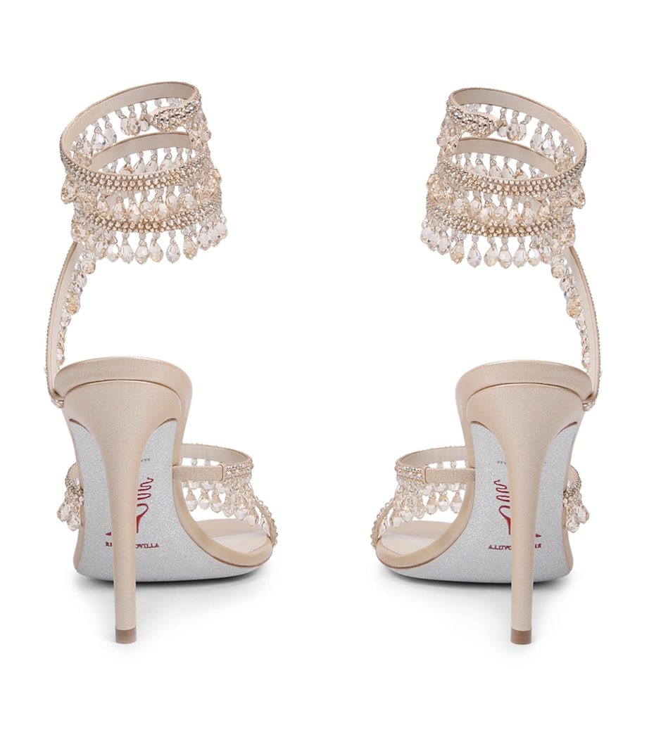 René Caovilla Nude Embellished Chandelier Sandals 105