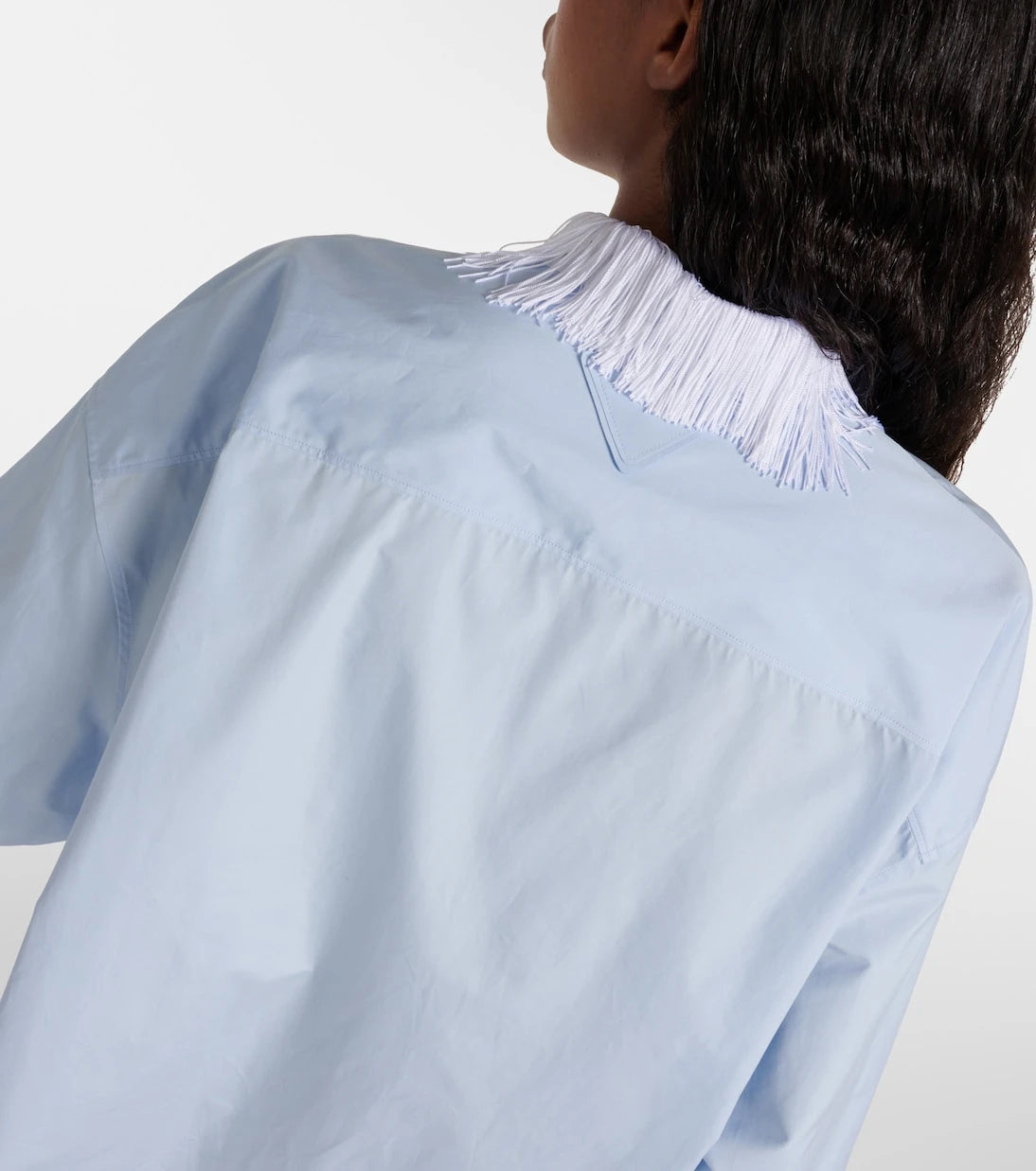 Prada - Fringe-trimmed cotton poplin shirt