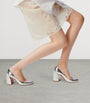 Christian Louboutin Silver Miss Sab Crinkled Calf Leather Pumps 85