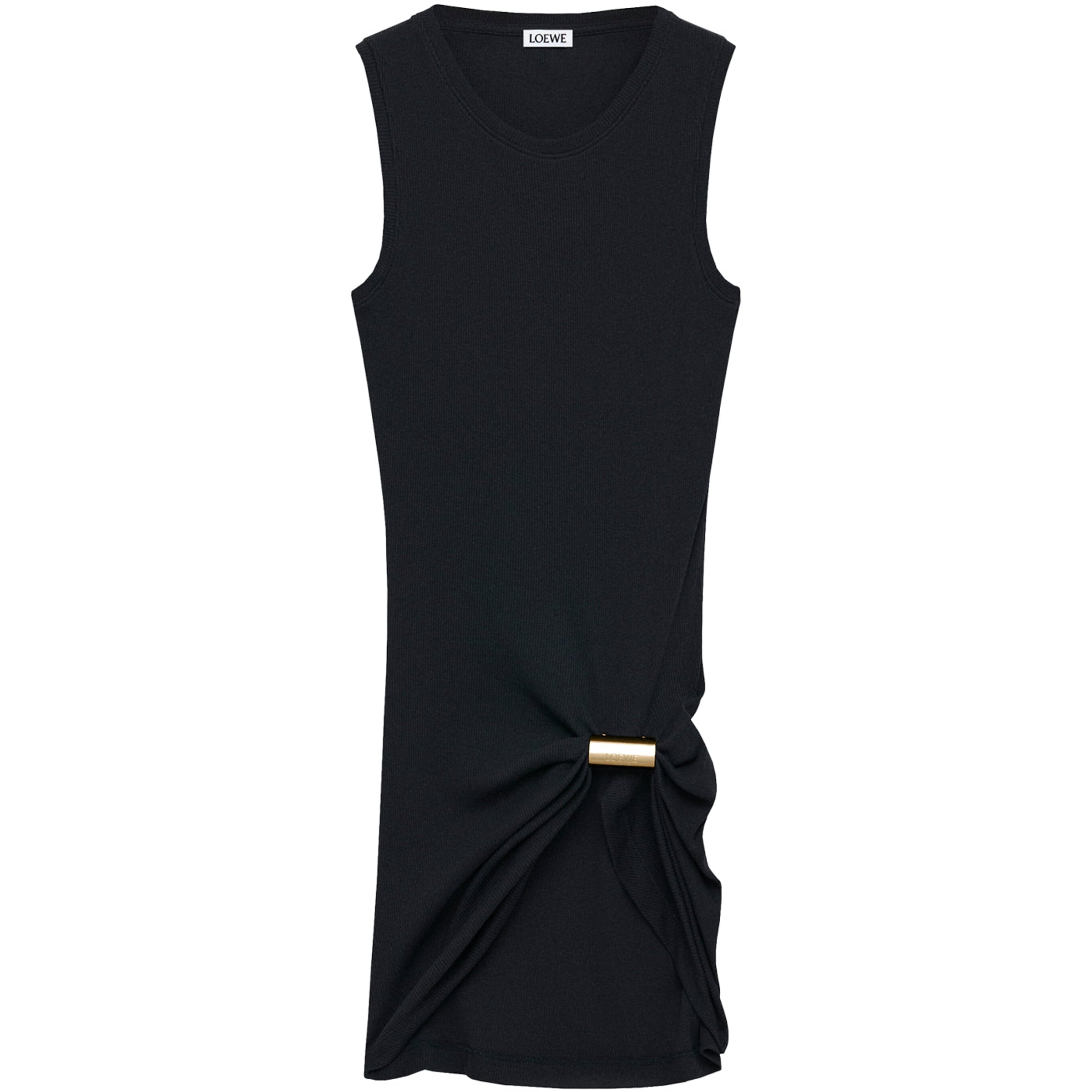 LOEWE Black Cotton Draped Tank Top