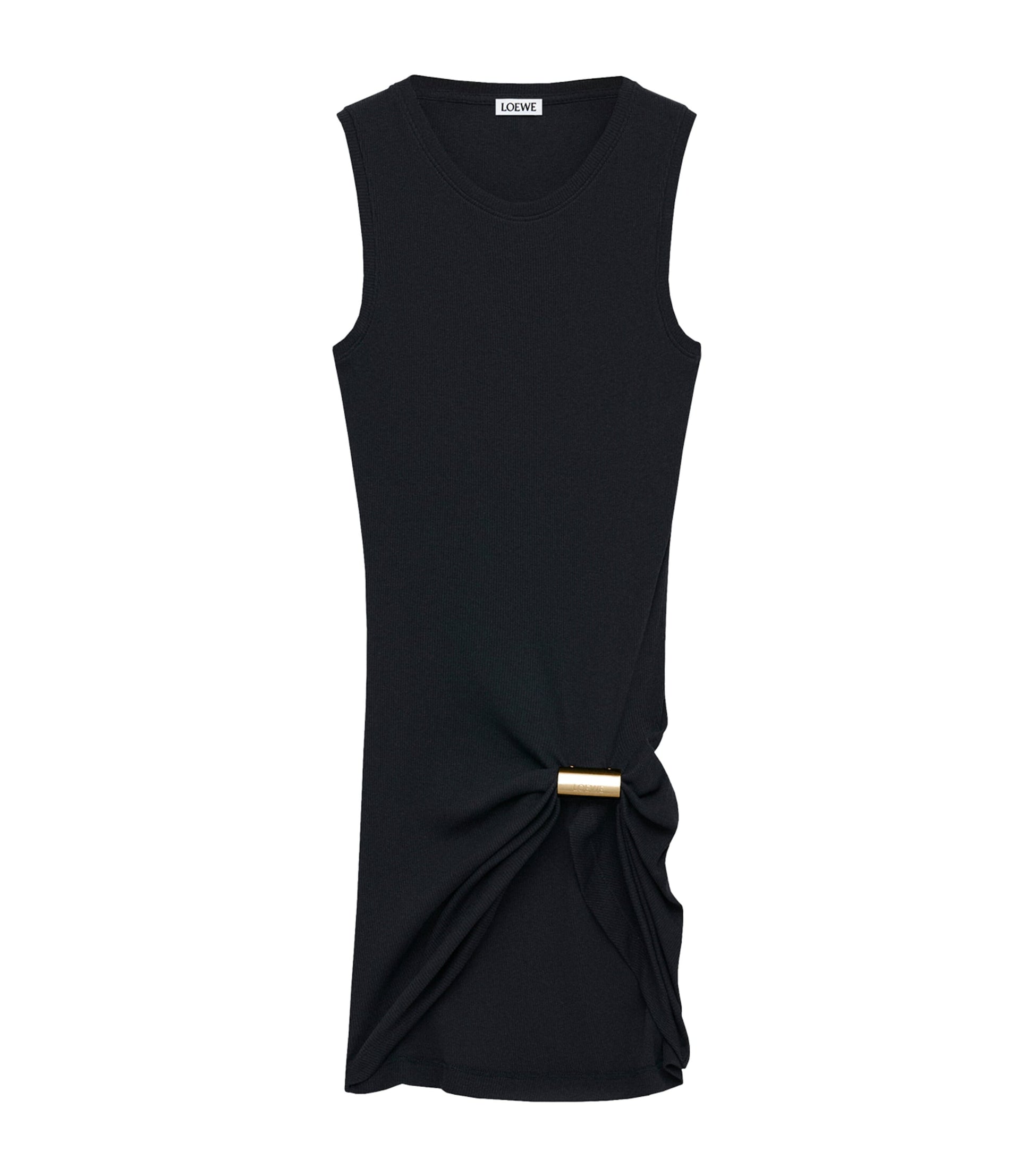 LOEWE Black Cotton Draped Tank Top