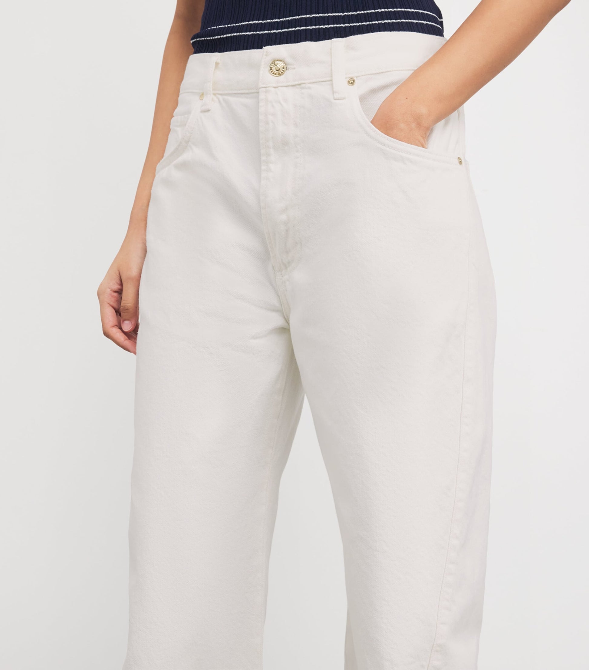 White Arellia High-Rise Barrel Jeans