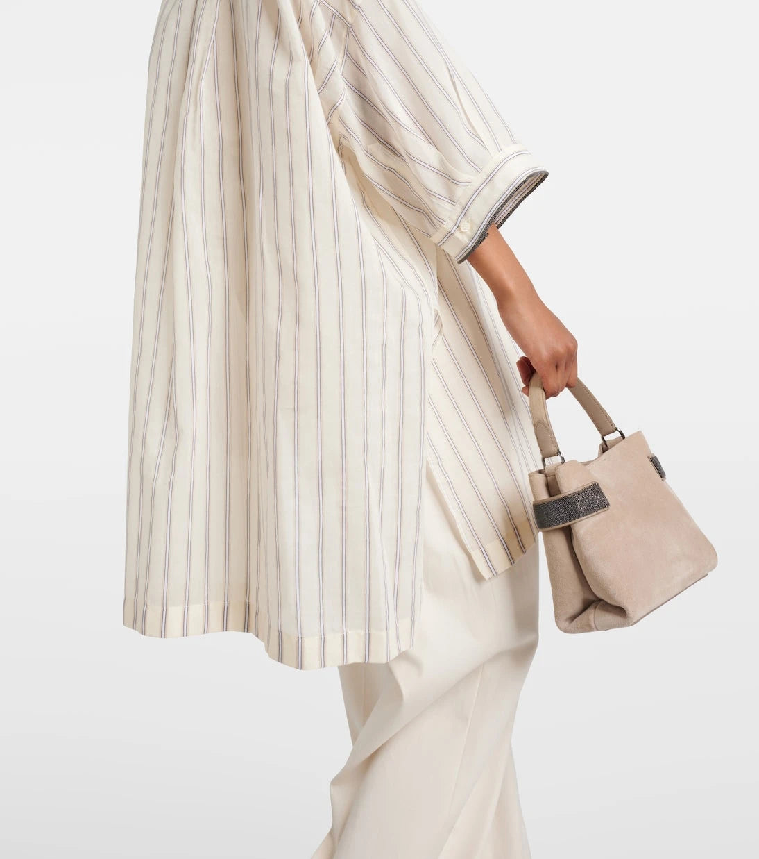 Brunello Cucinelli - Striped cotton and silk shirt