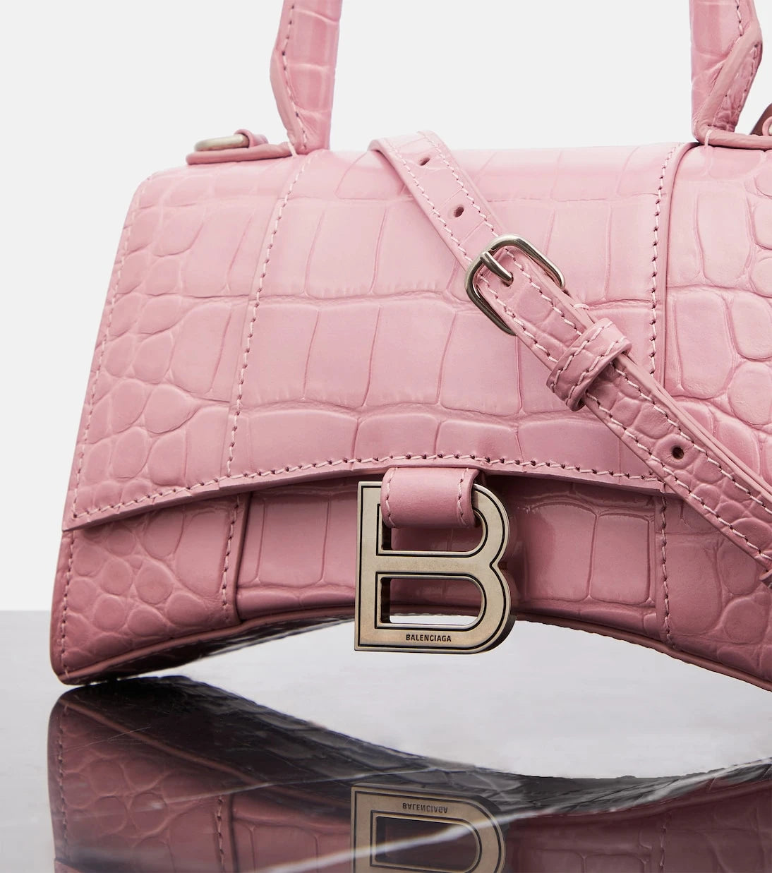 Balenciaga - Hourglass Small croc-effect tote bag