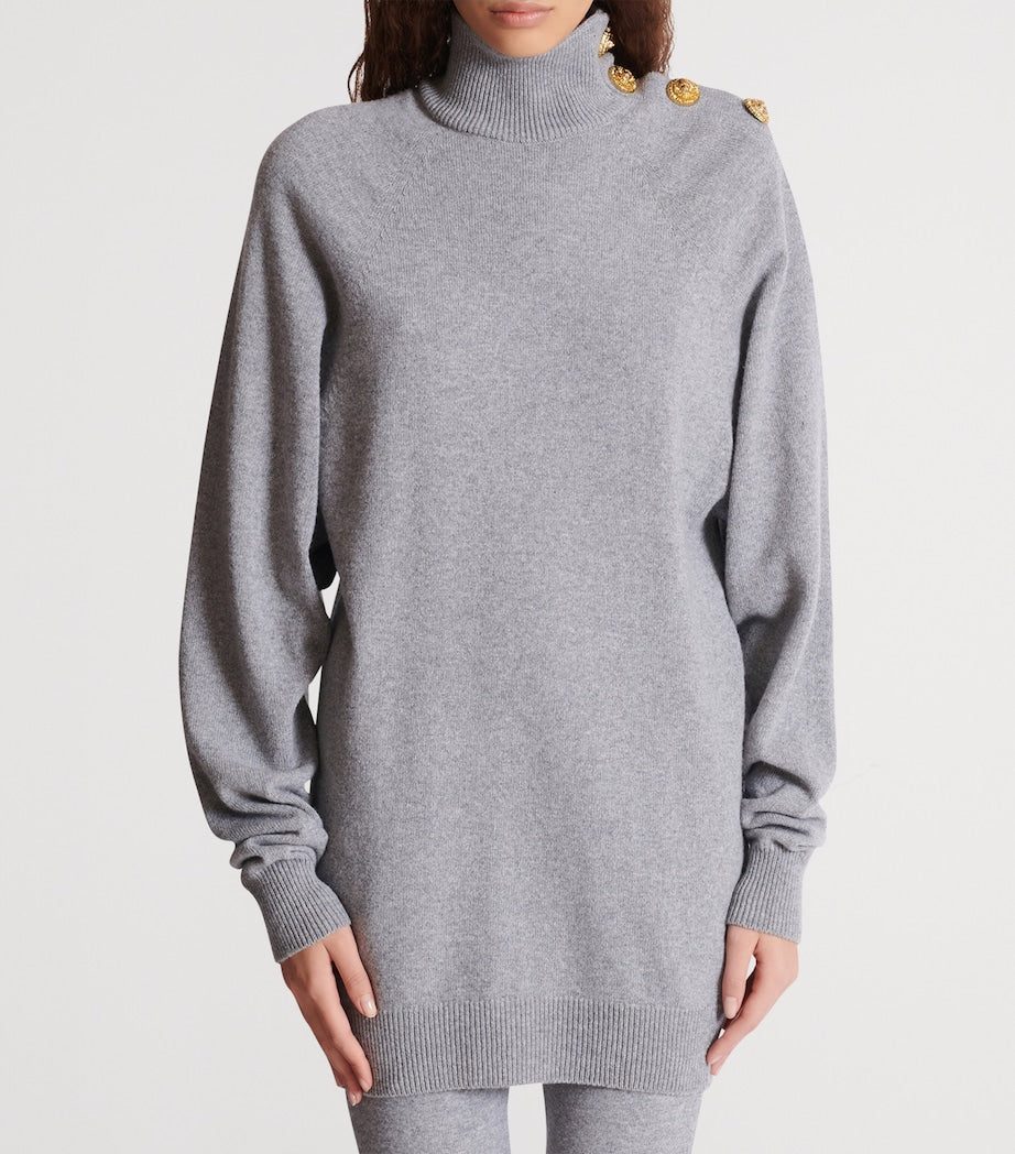 Grey Cashmere-Virgin Wool Mini Sweater Dress