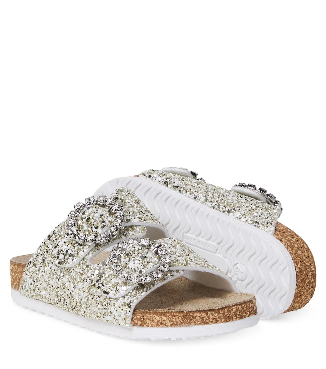 Monnalisa - Crystal-embellished glitter sandals