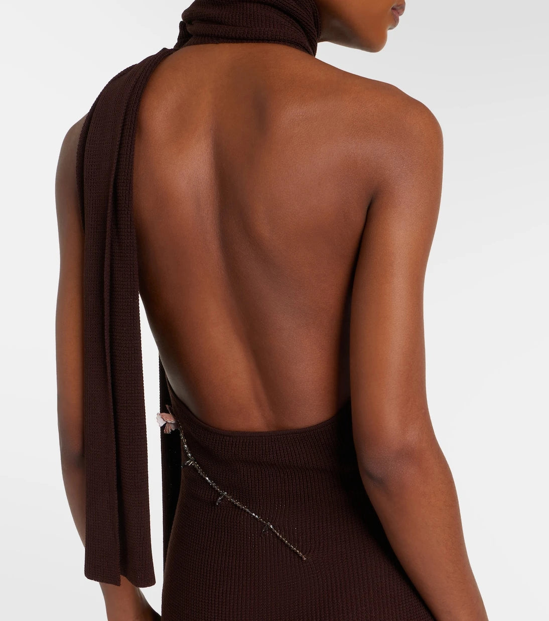 Aya Muse - Stem floral-appliqué knitted maxi dress