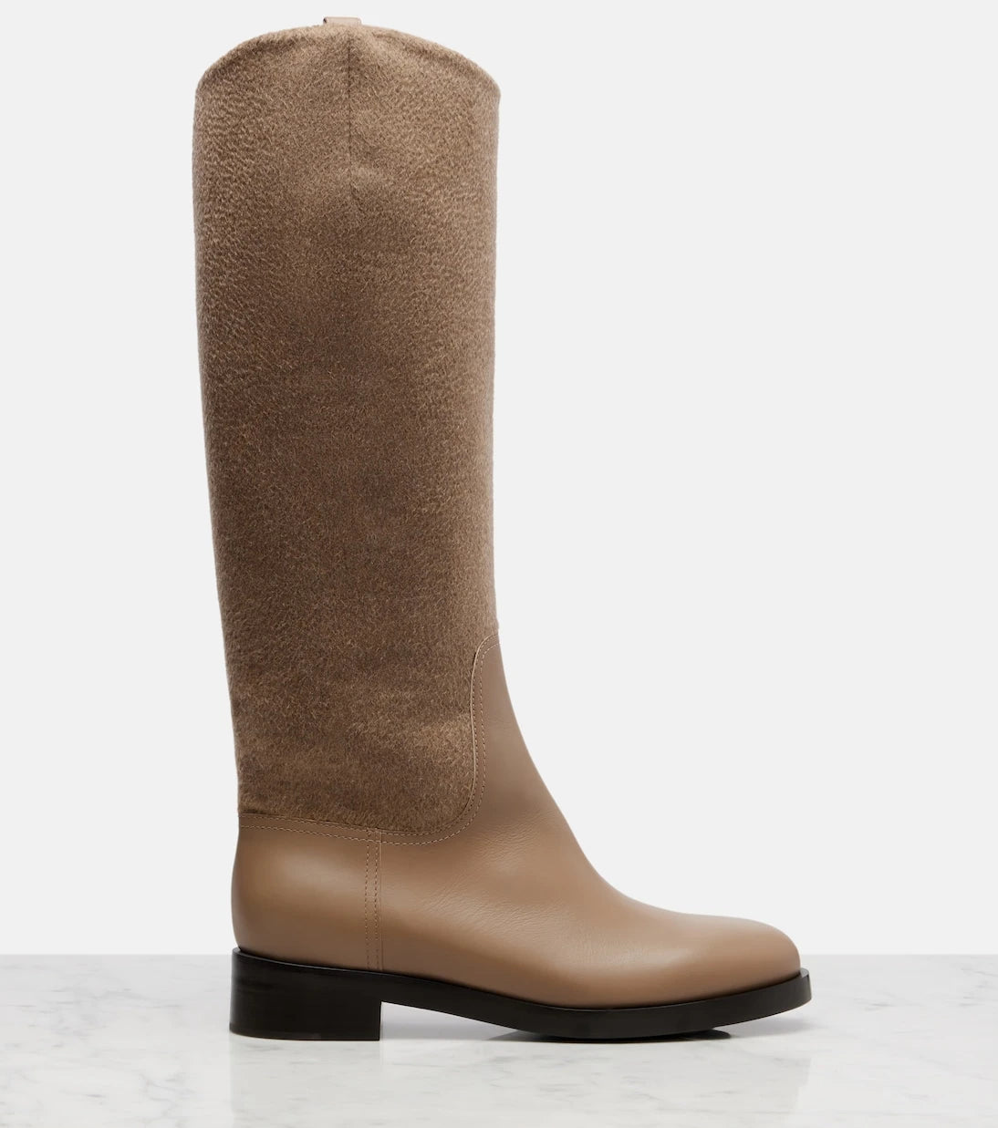 Max Mara - Cashmere and leather knee-high boots