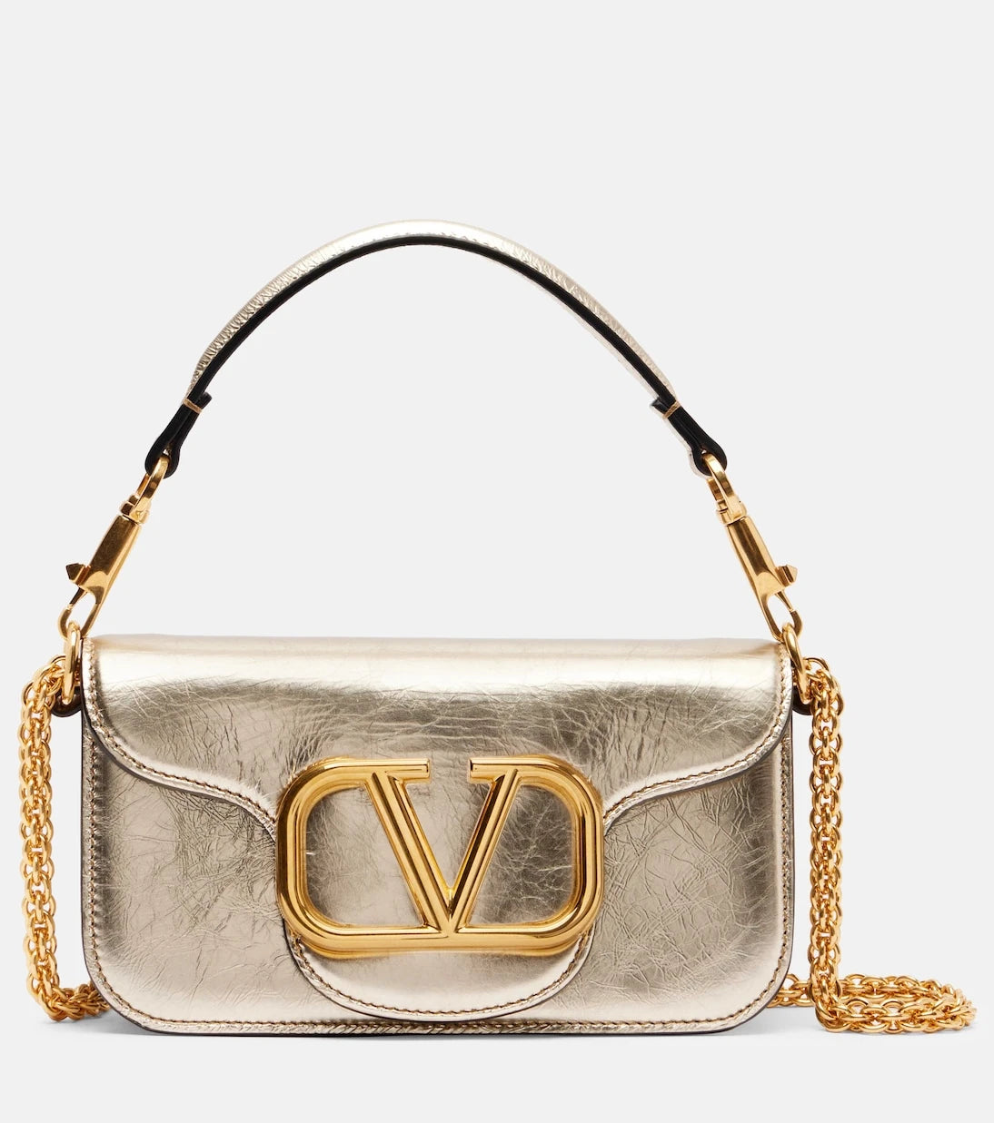 Valentino Garavani - Locò Small metallic leather shoulder bag