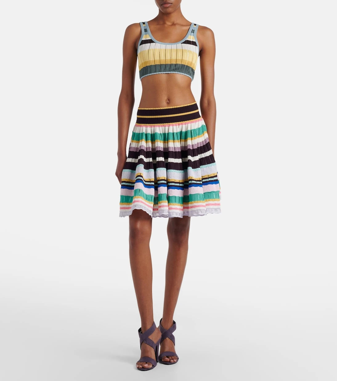 Alaïa - Striped knitted miniskirt