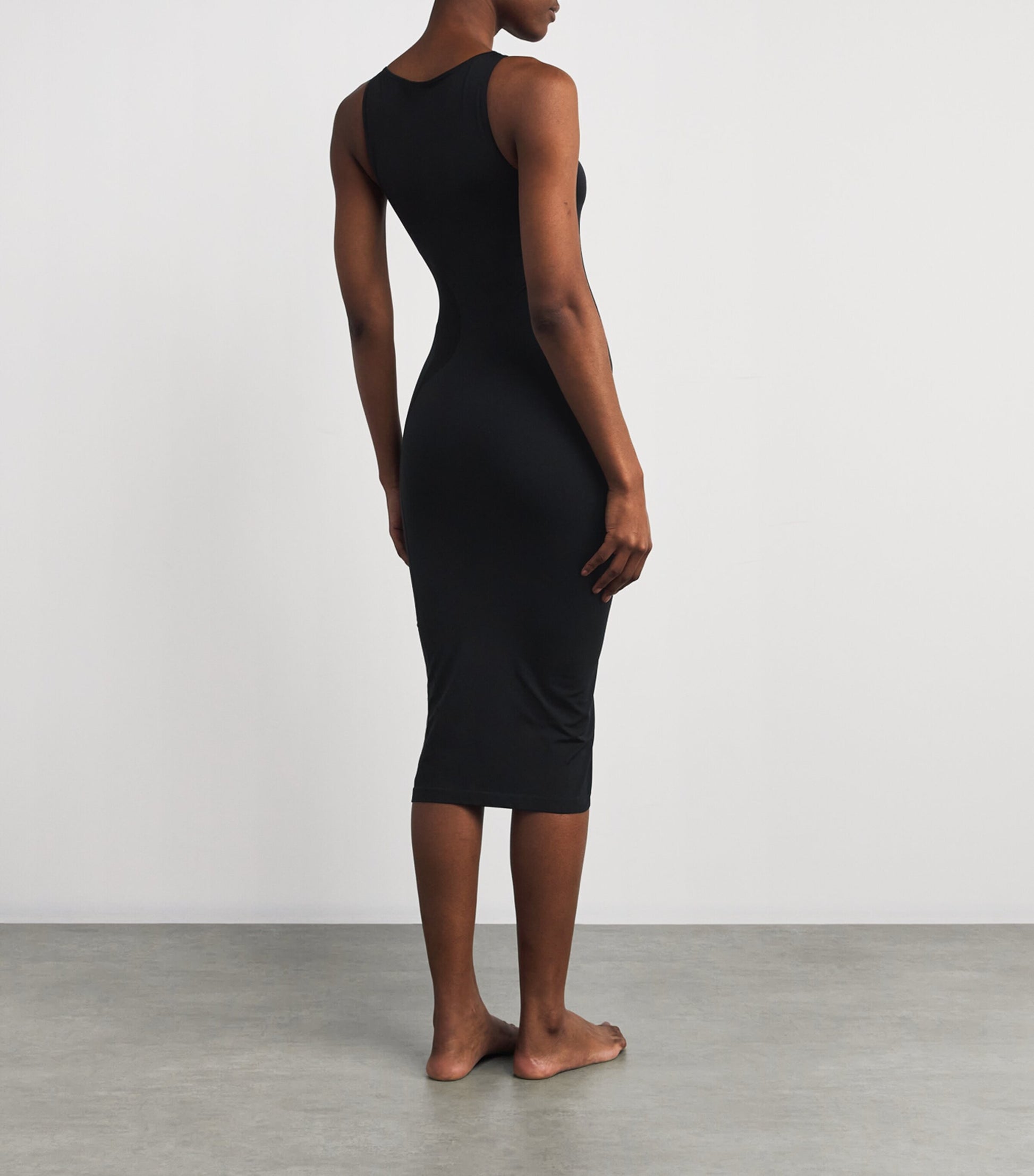 Wolford Black Sheer Bodycon Midi Dress