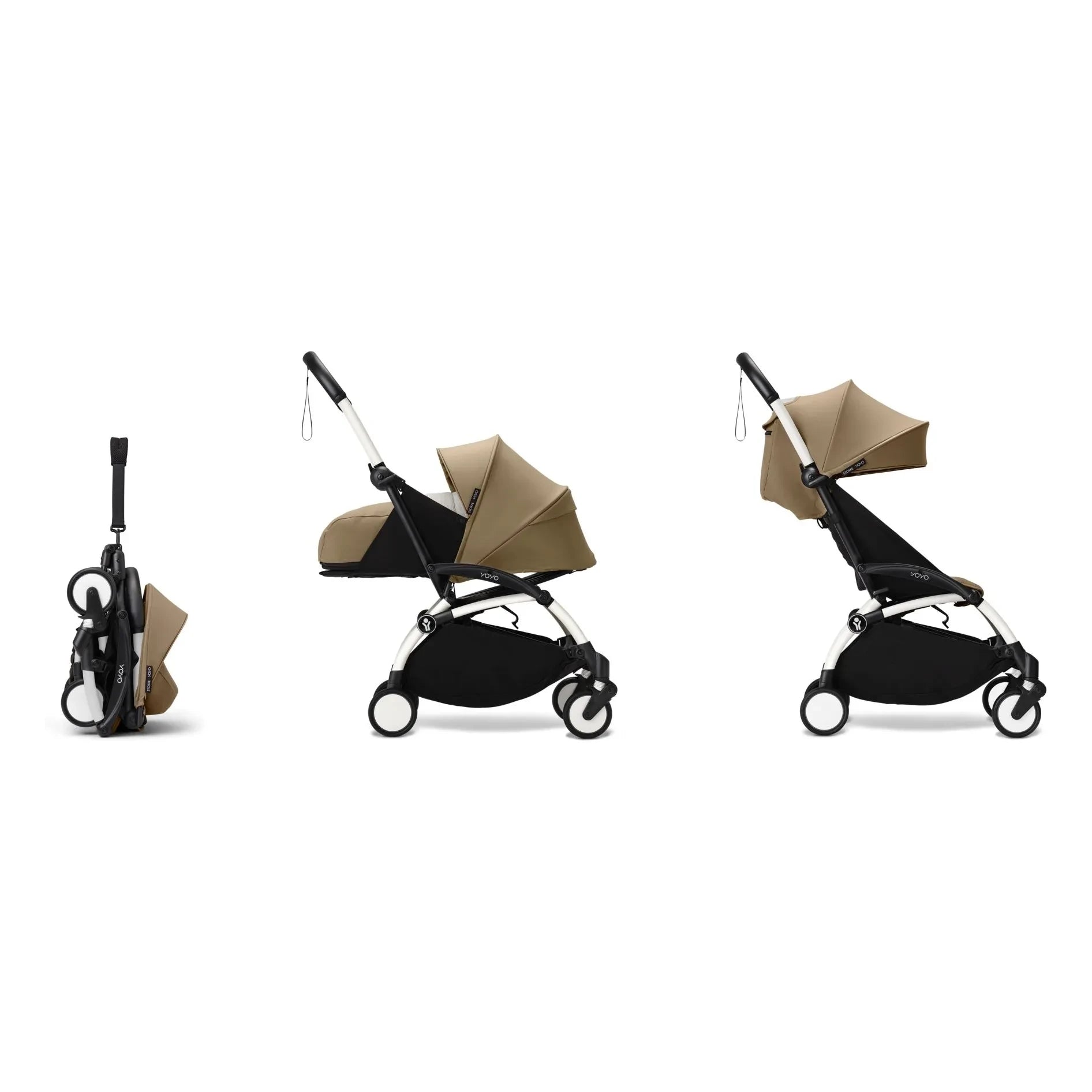 Stokke® - YOYO³ complete stroller 0+ and 6+ White frame | Toffee