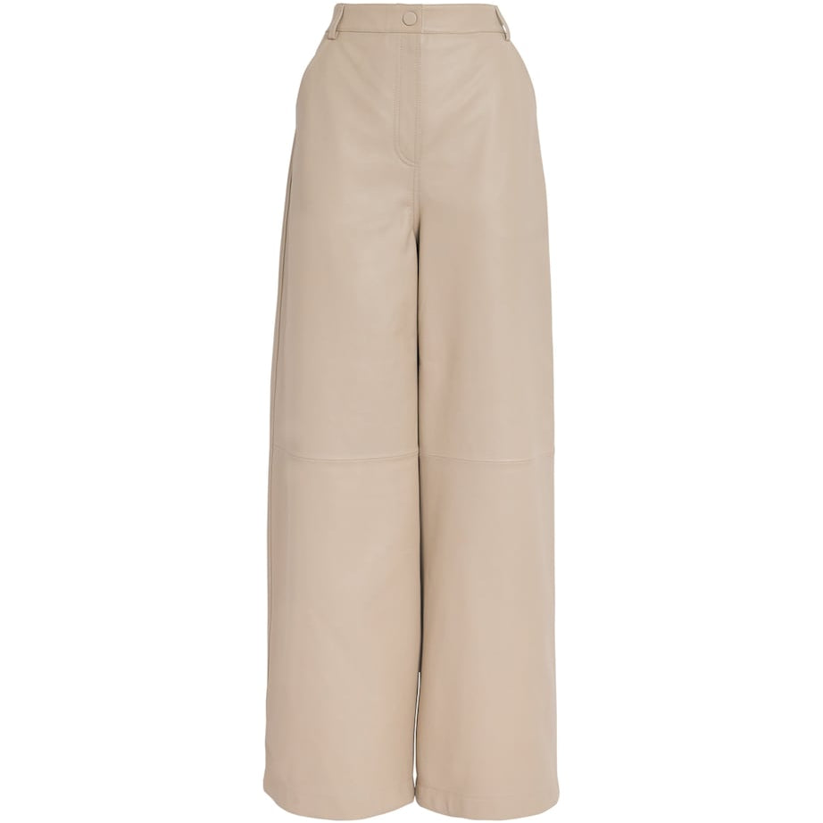 Yves Salomon Beige Lambskin Wide-Leg Trousers