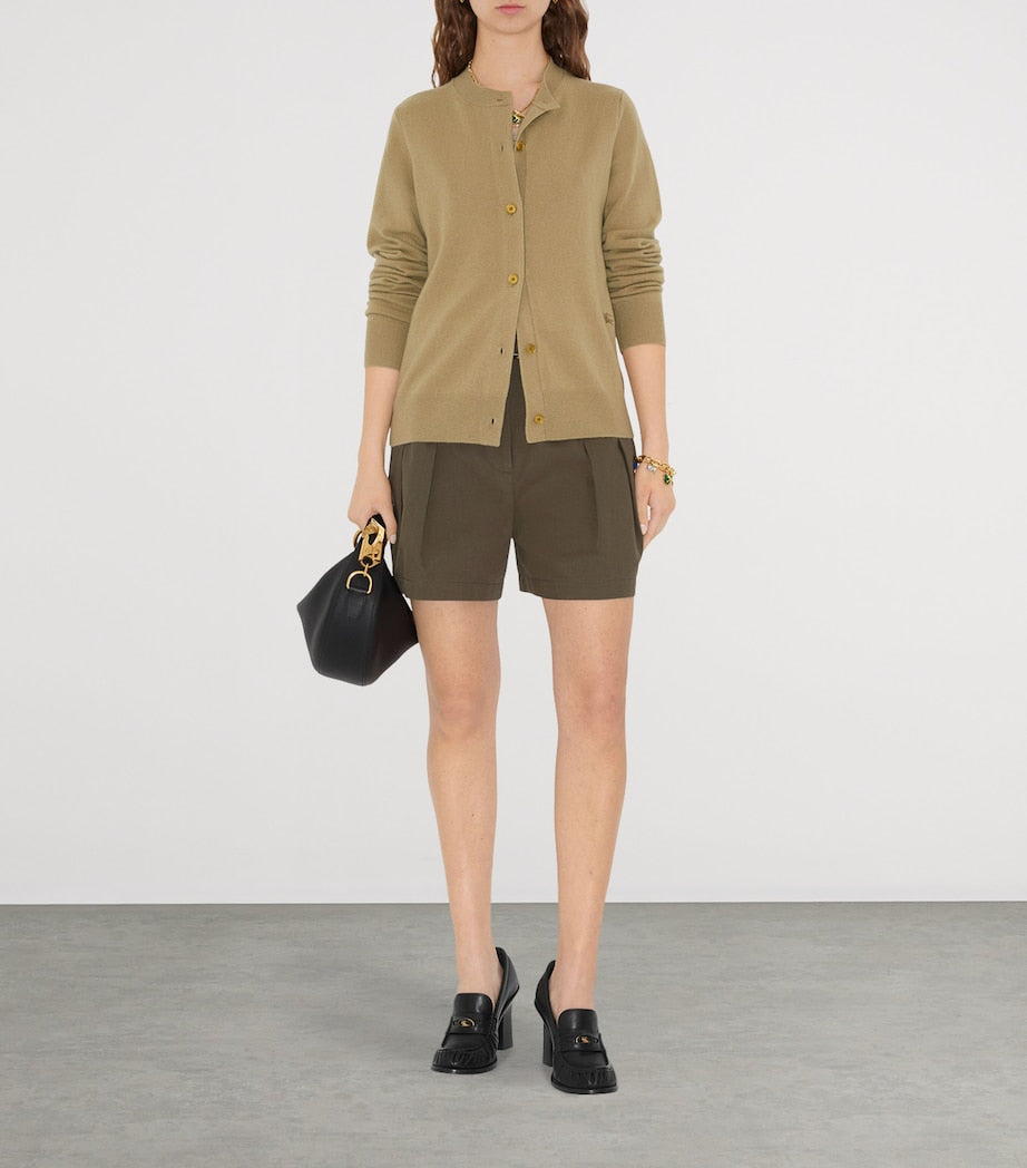Burberry Beige Cashmere EKD-Embroidered Cardigan