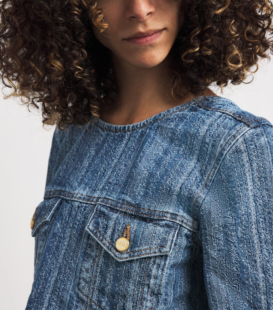 GANNI Blue Denim Open-Back Mini Dress