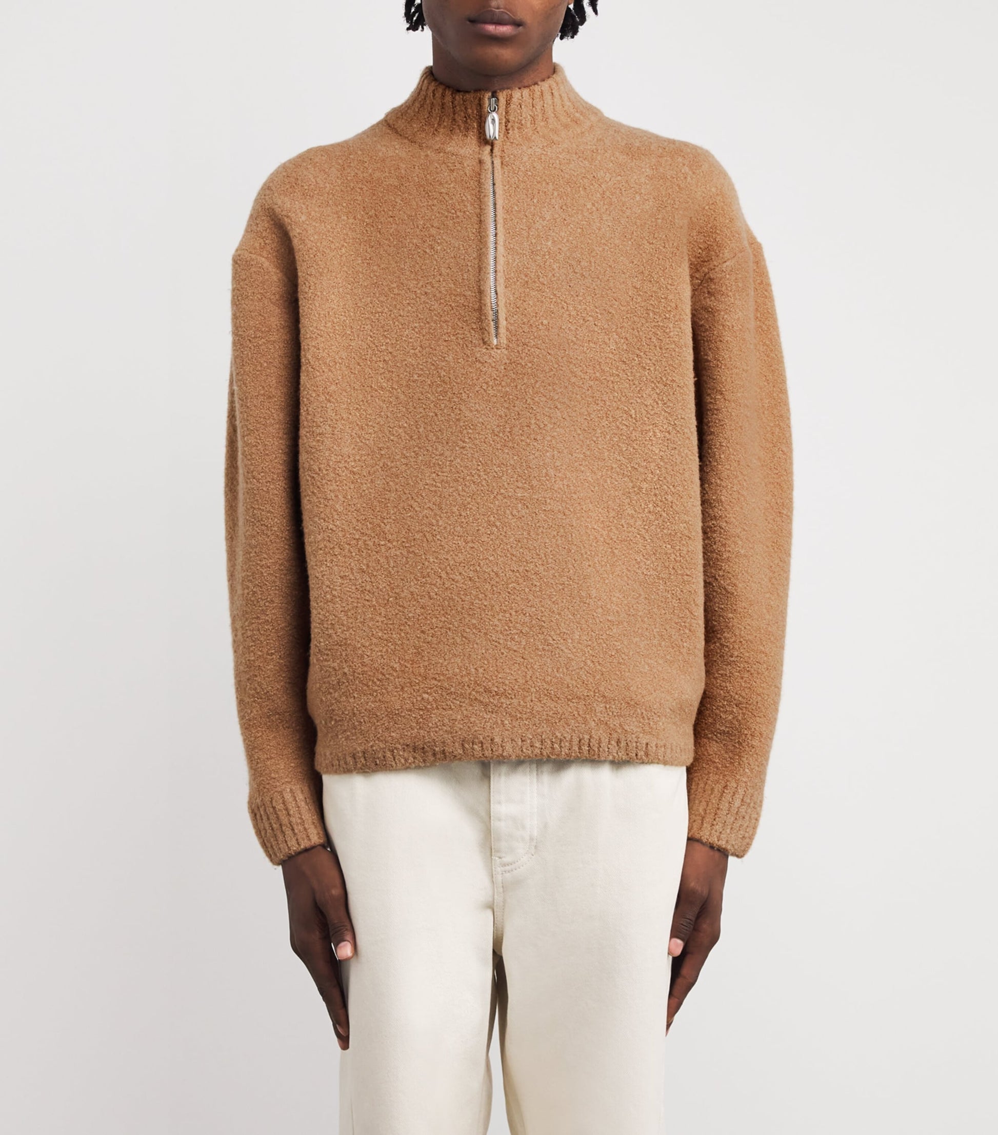 Le 17 Septembre Beige Wool-Blend Half-Zip Sweater
