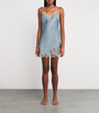 Carine Gilson Blue Silk Lace-Trim Short Slip Dress