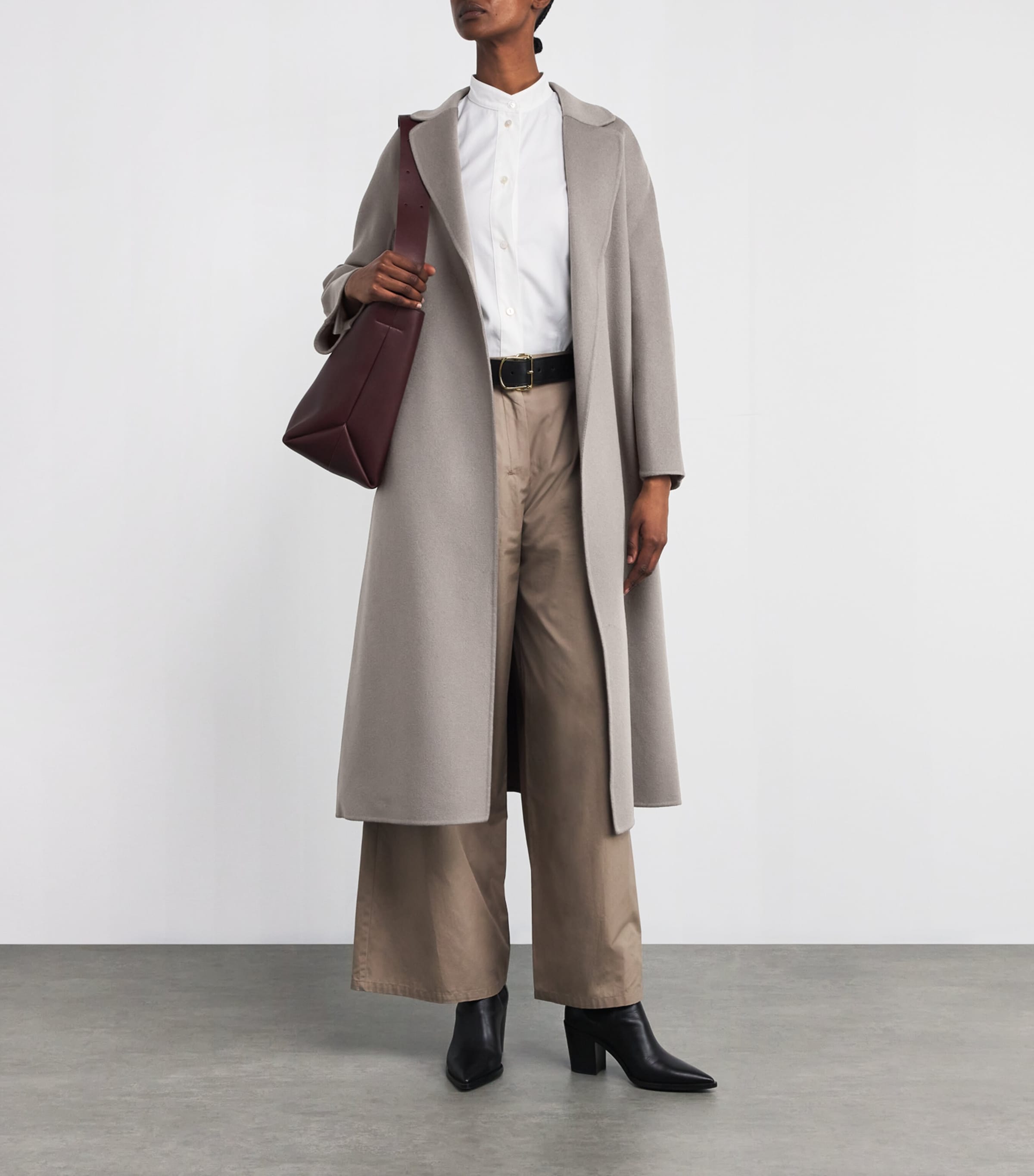 Max Mara Grey Virgin Wool Esturia Wrap Coat