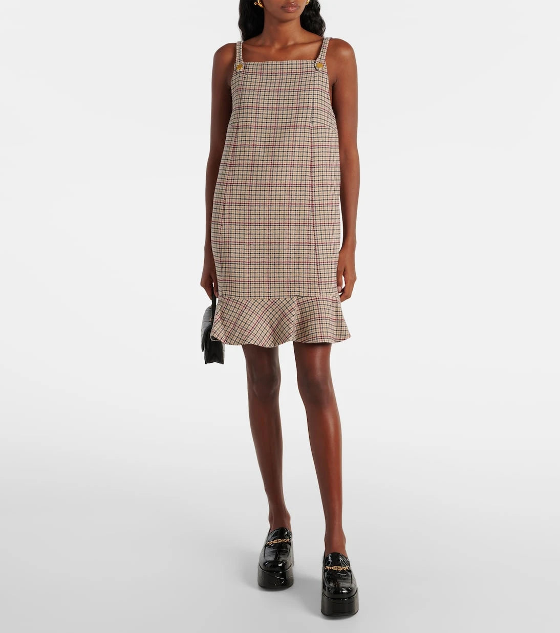 Ganni - Checked wool-blend minidress