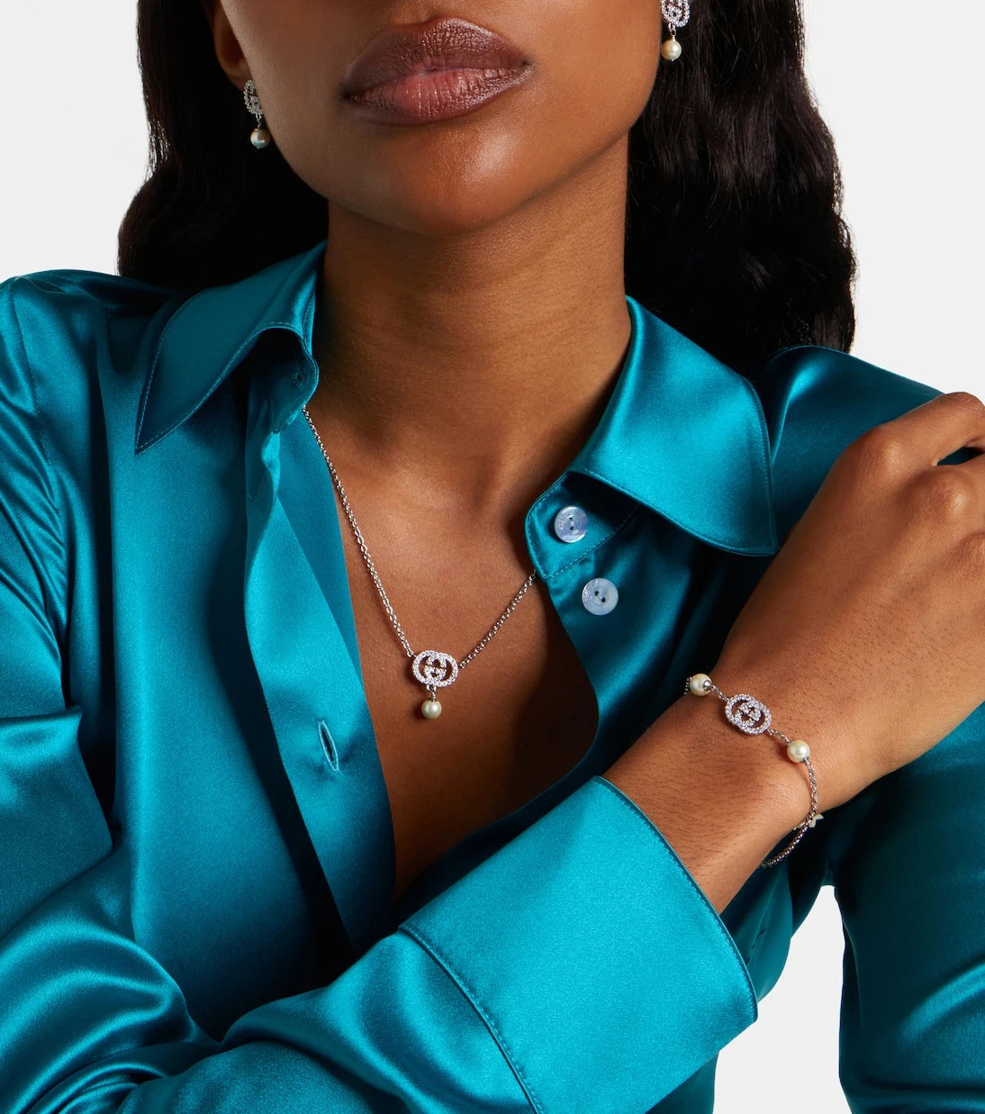 Gucci - Interlocking G embellished chain bracelet