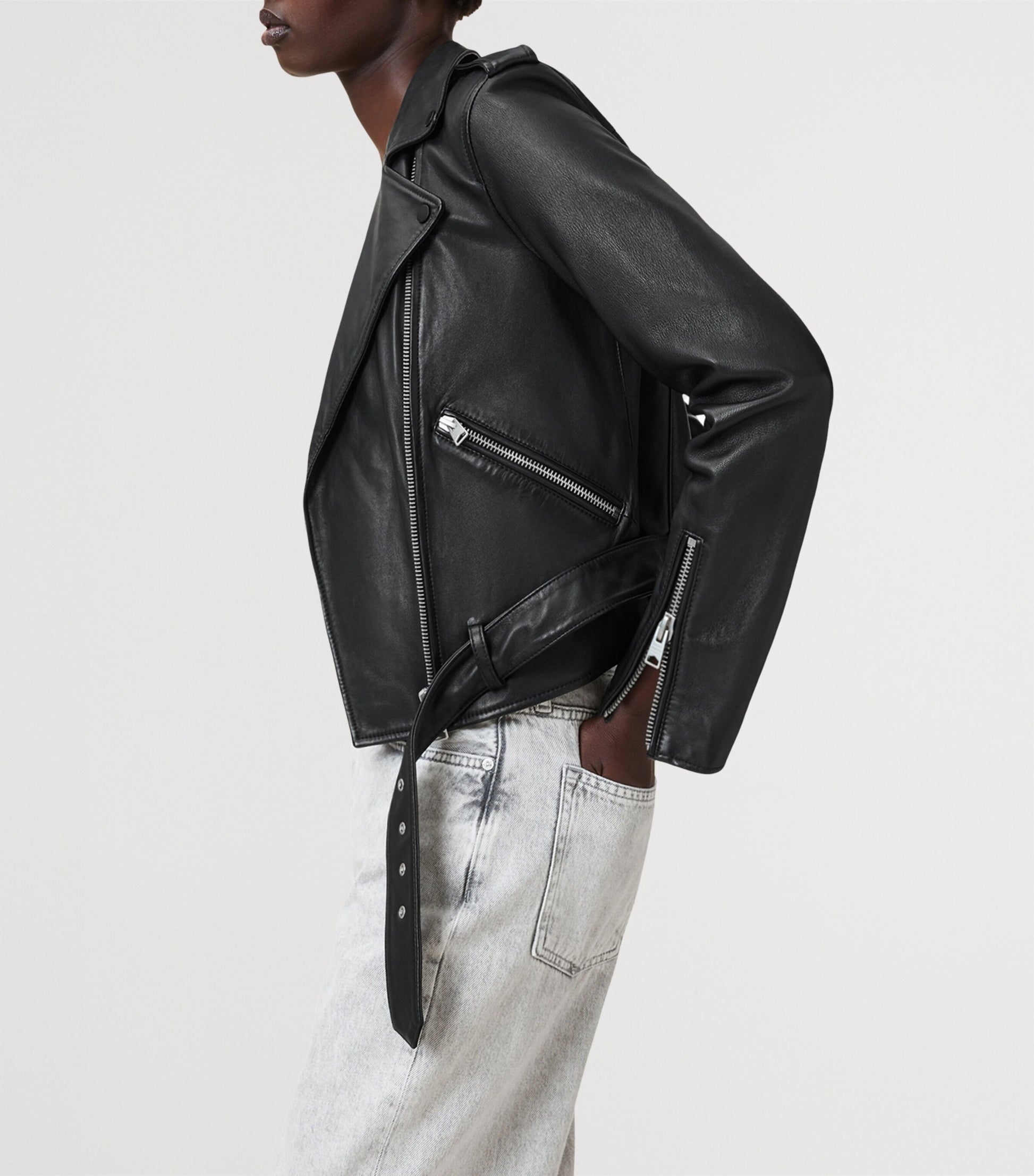 Black Leather Balfern Biker Jacket