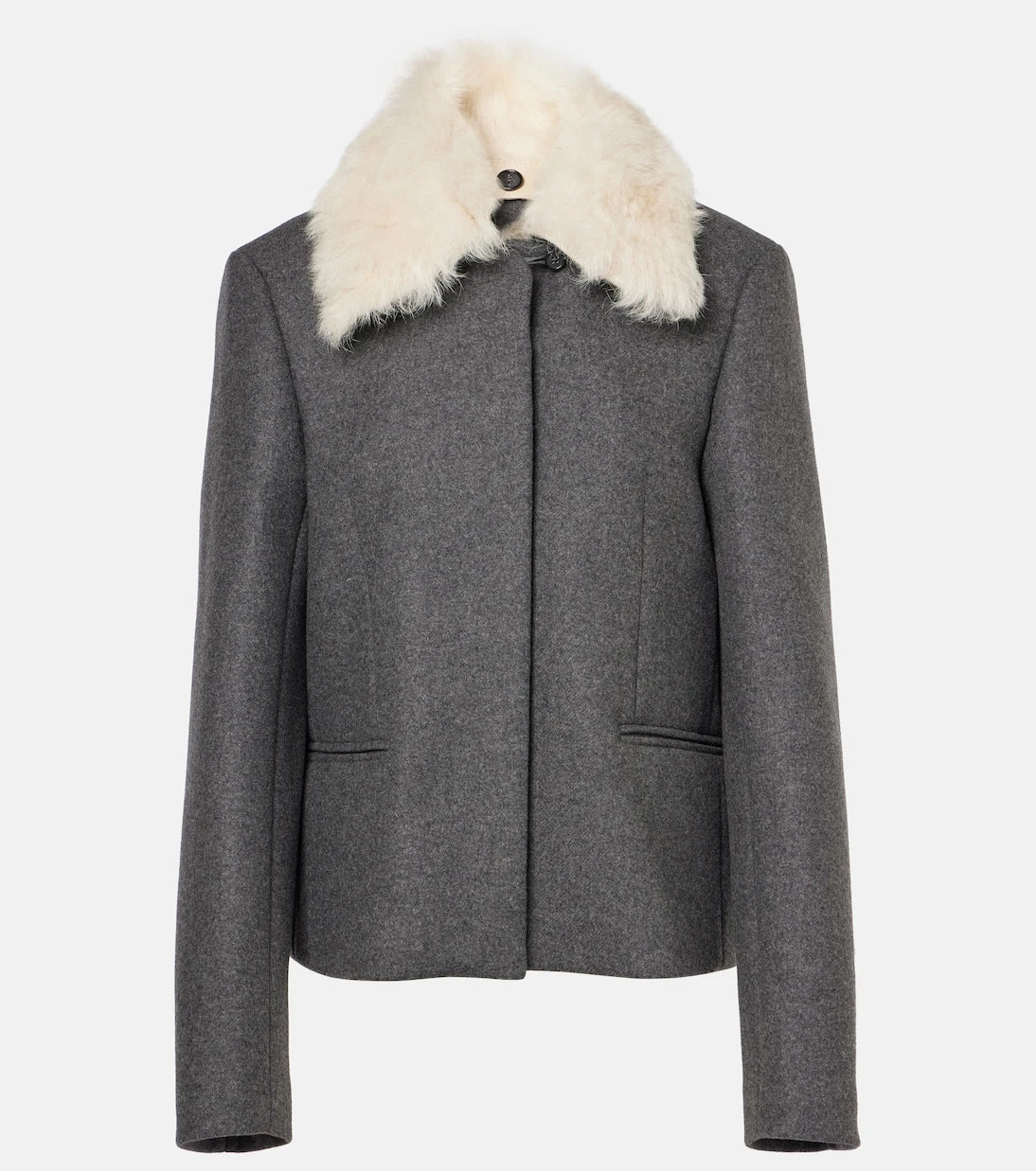 Toteme - Shearling-trimmed wool-blend jacket