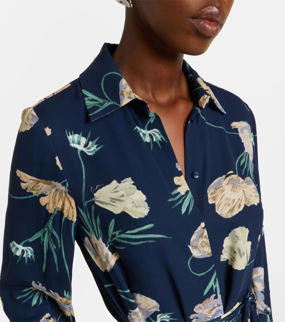 Erdem - Belted floral shirt dress
