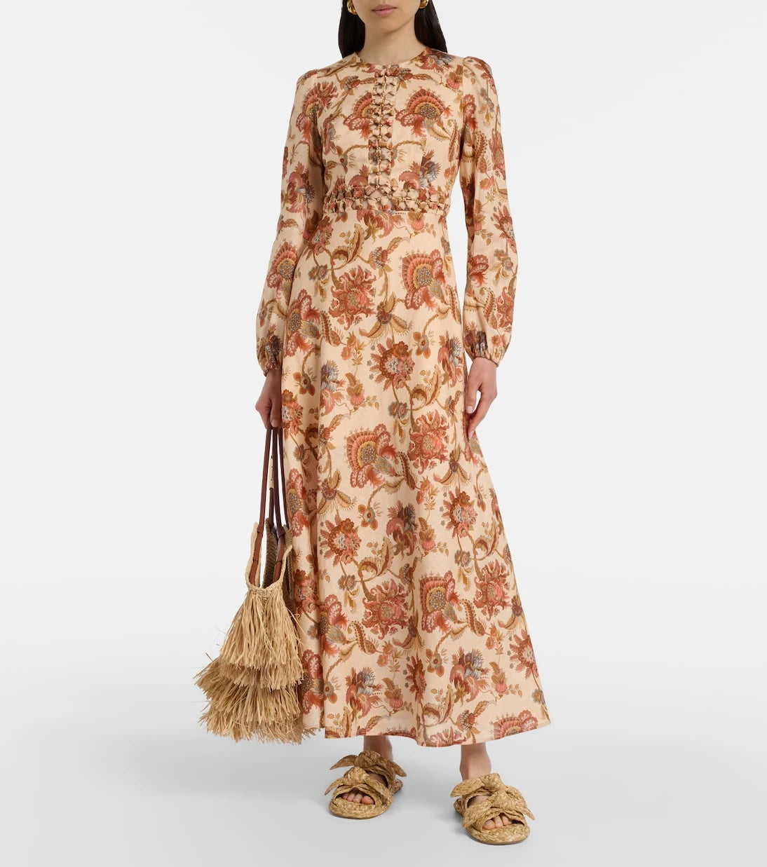 Zimmermann - Aster beaded floral linen maxi dress