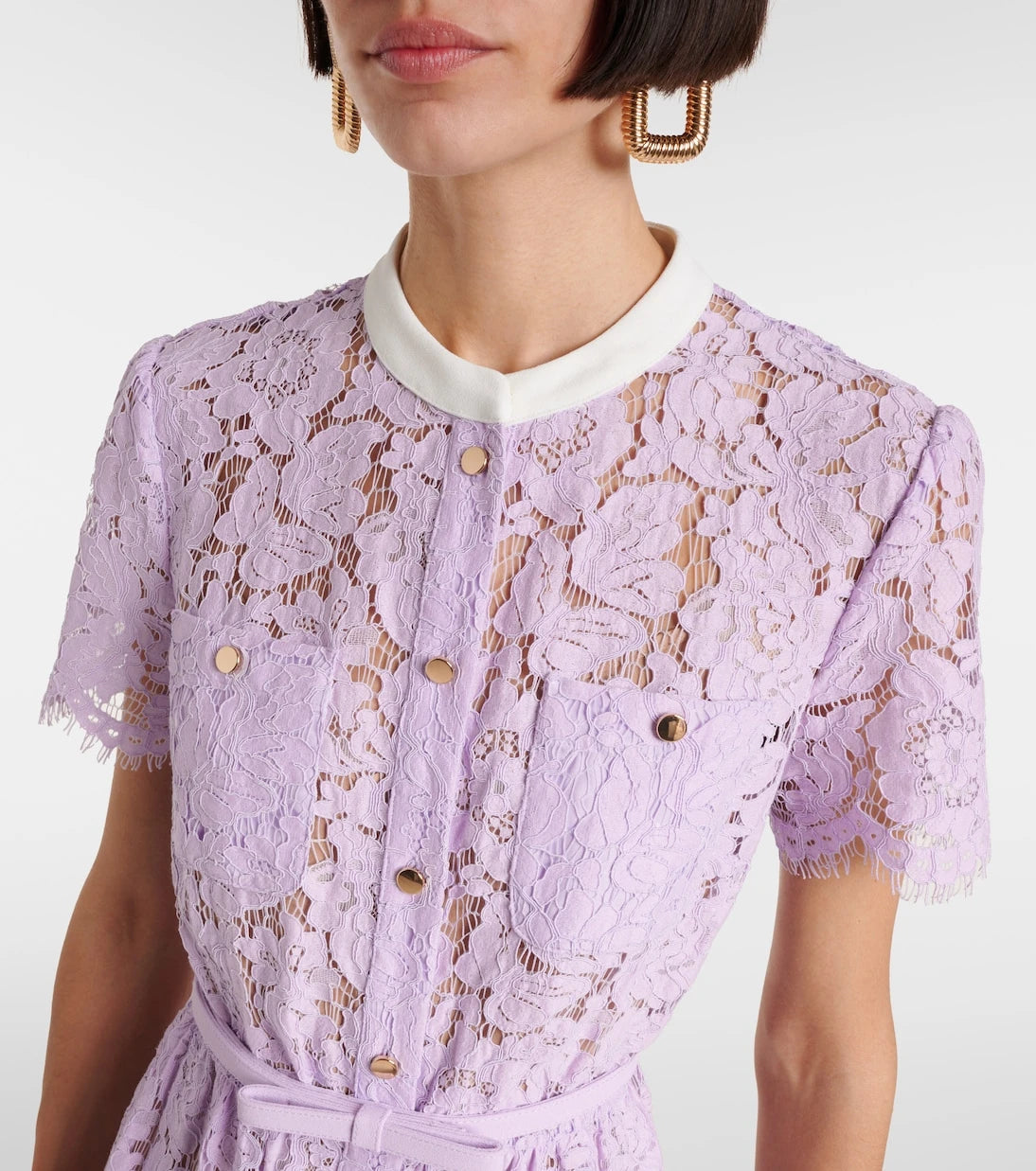 Self-Portrait - Belted lace midi dress
