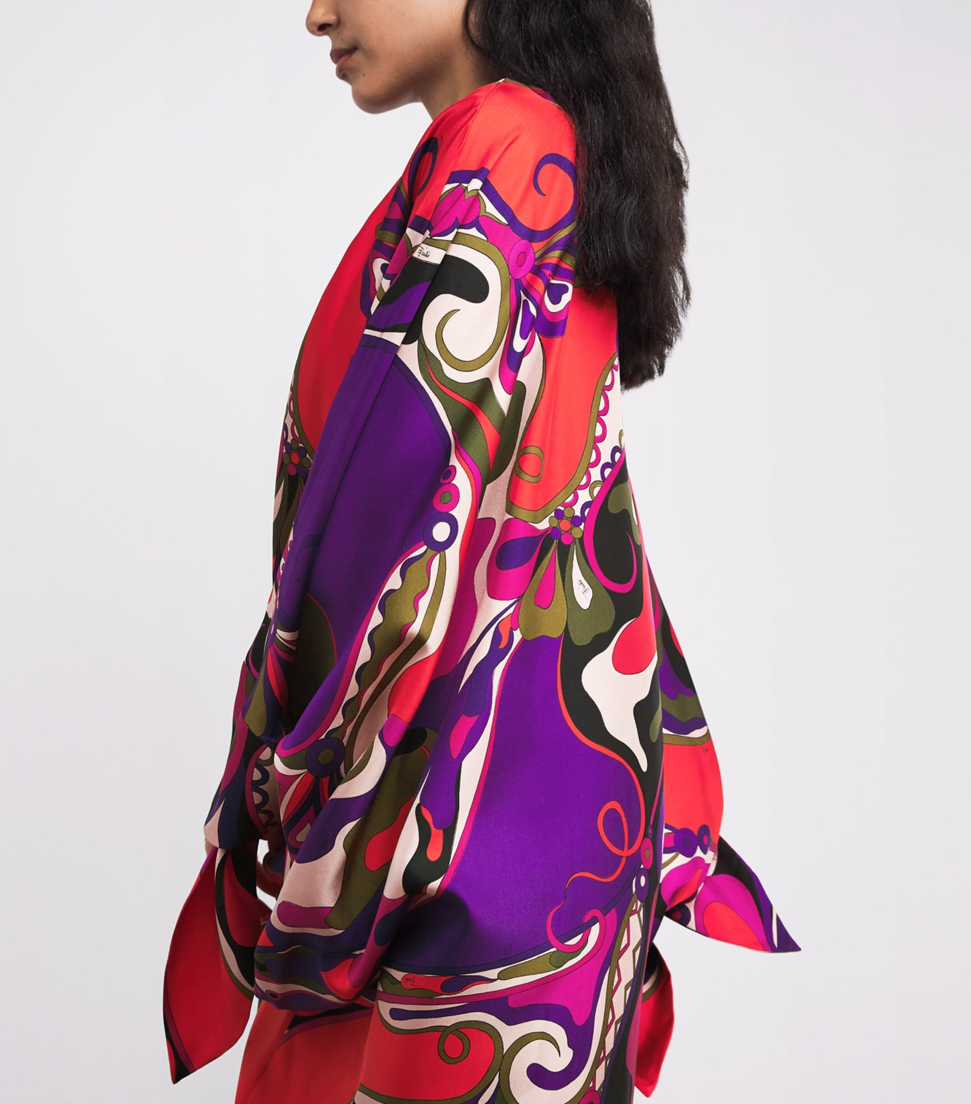 PUCCI Multi Silk Orchidee Print Maxi Kaftan Dress