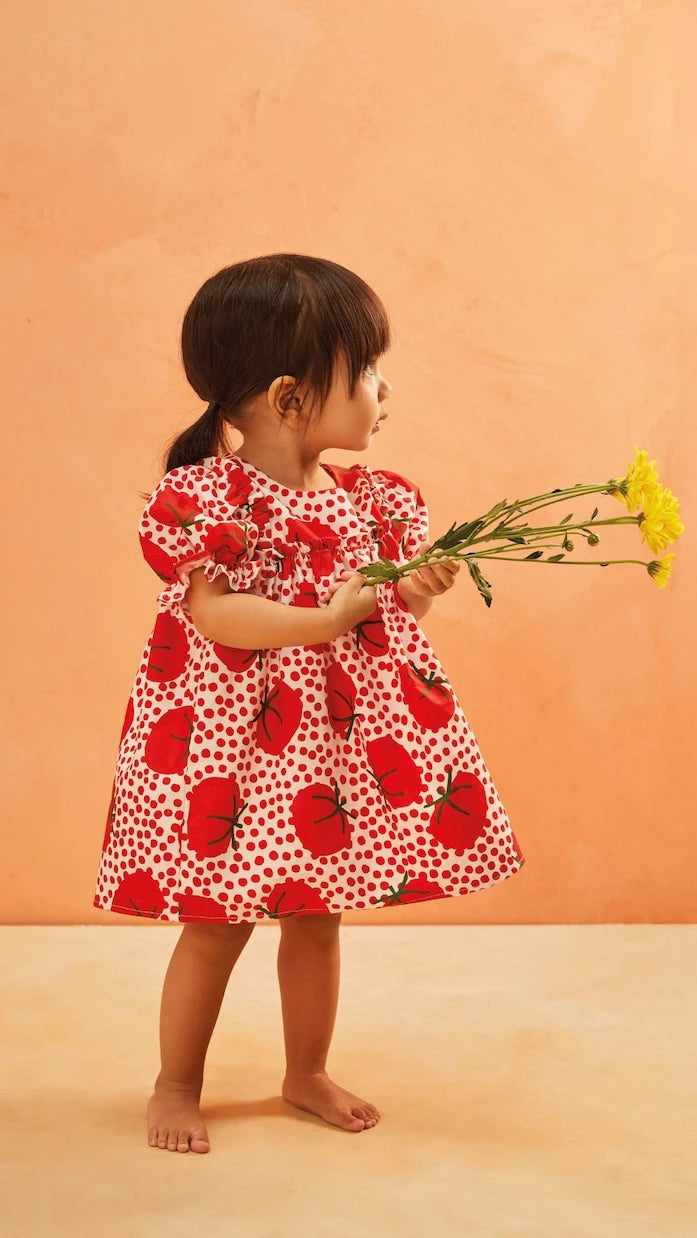 Fábula - Baby printed cotton dress and bloomers set