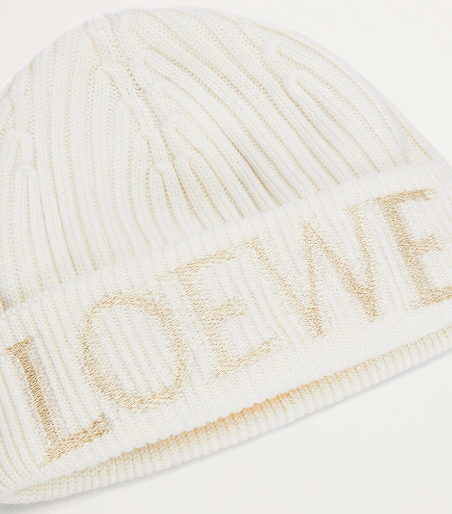 White Wool Logo Beanie