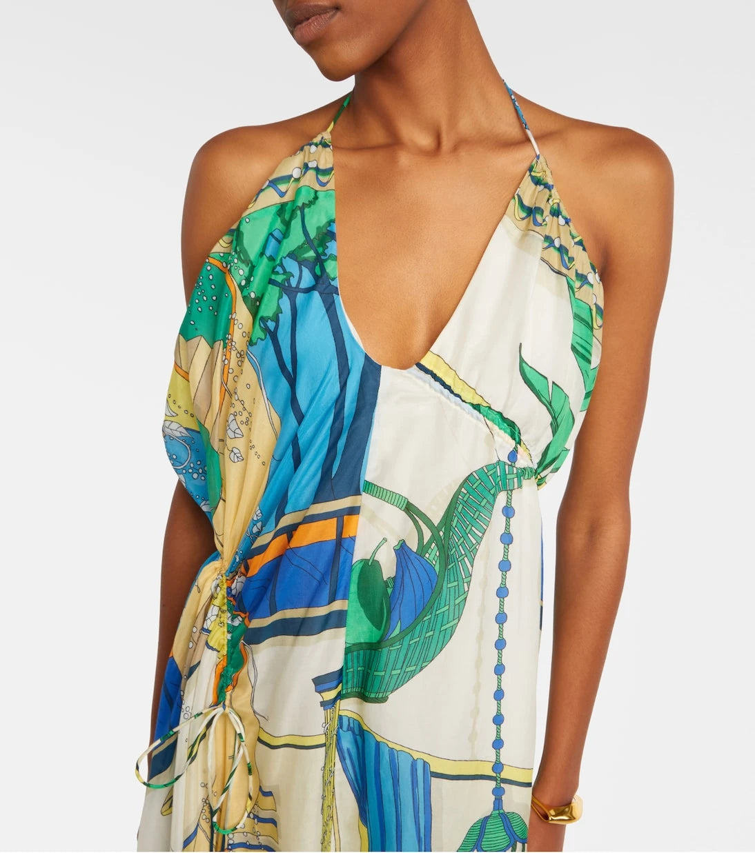 Tory Burch - Printed cotton and silk midi dress