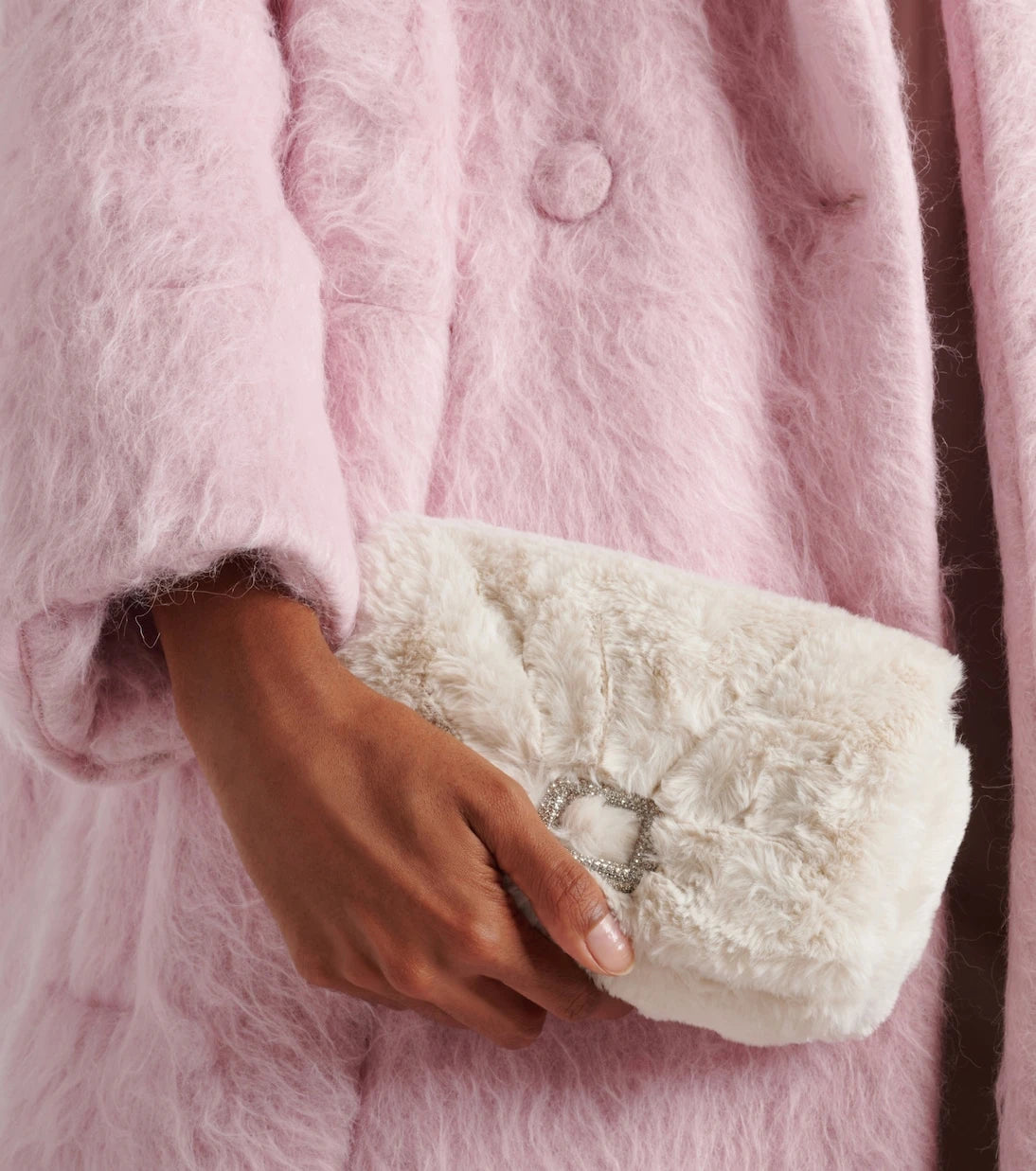 Roger Vivier - Viv Choc embellished faux shearling wallet