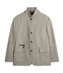 Grey Wool-Silk Herringbone Travel Jacket