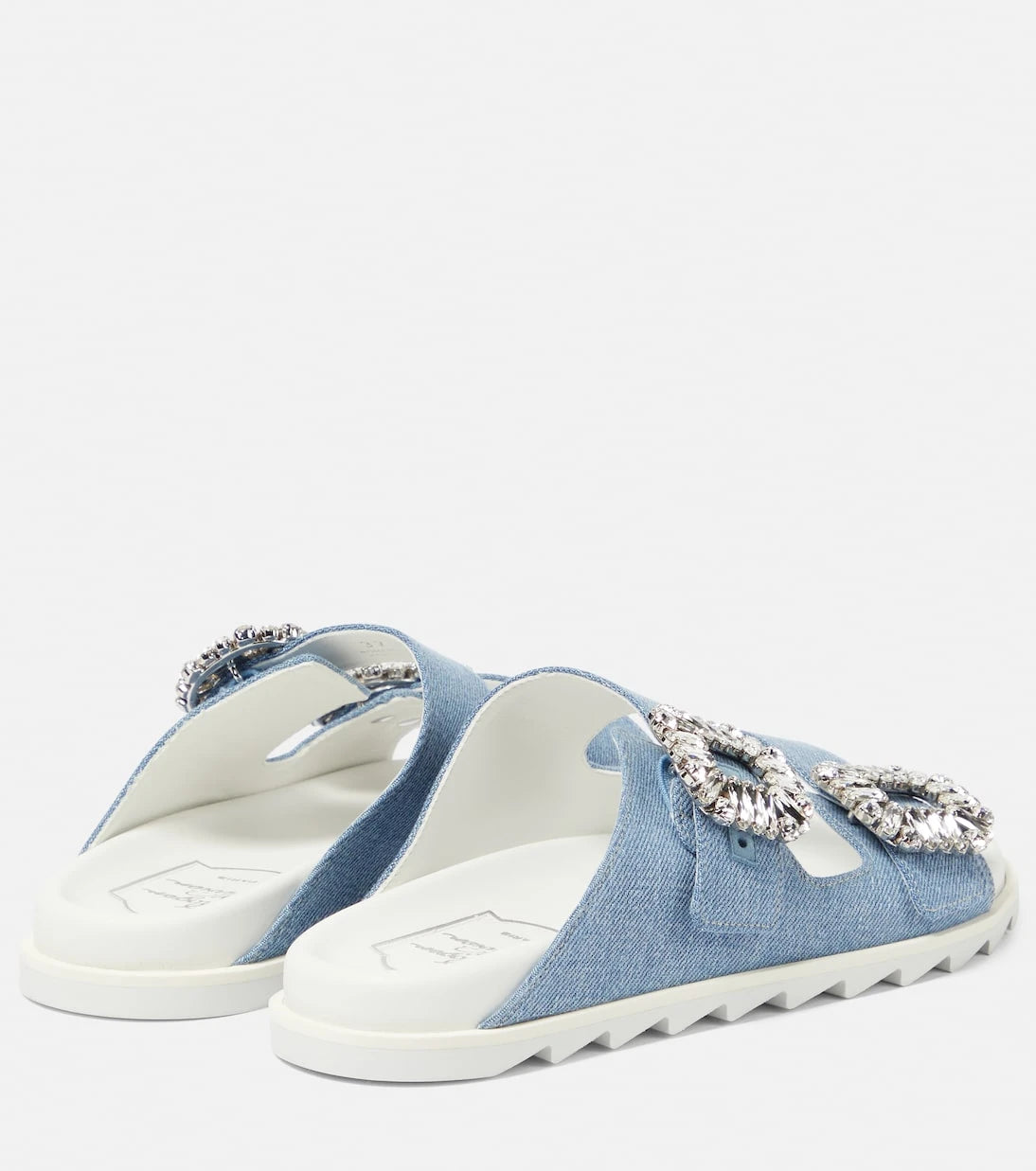 Roger Vivier - Slidy Viv' embellished denim sandals