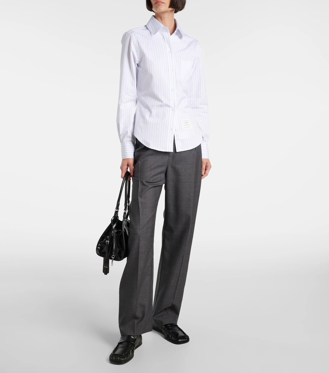 Thom Browne - قميص قطني بوبلين مقلم