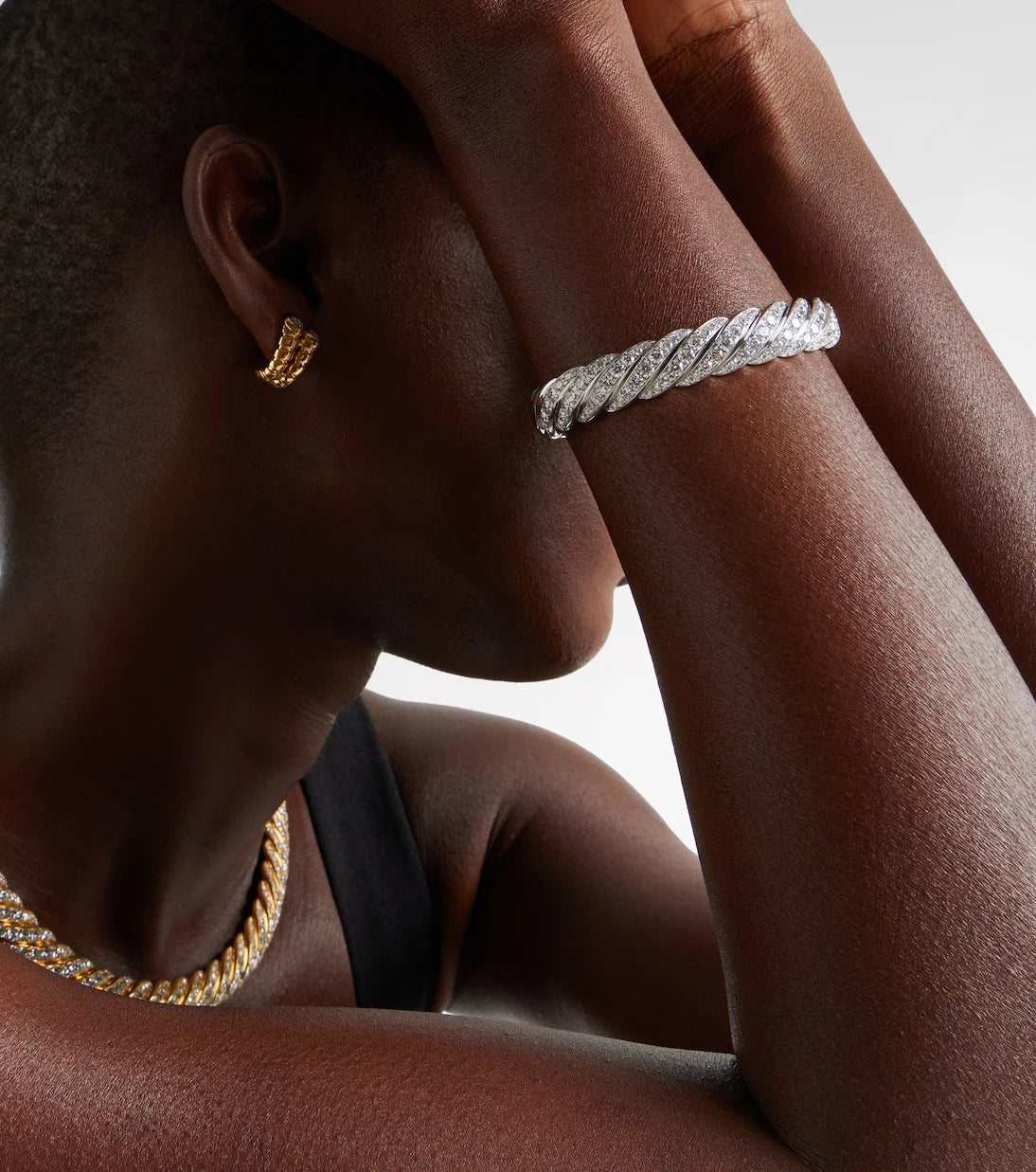 David Yurman - Sculpted Cable Flex® 18kt white gold bracelet with diamonds