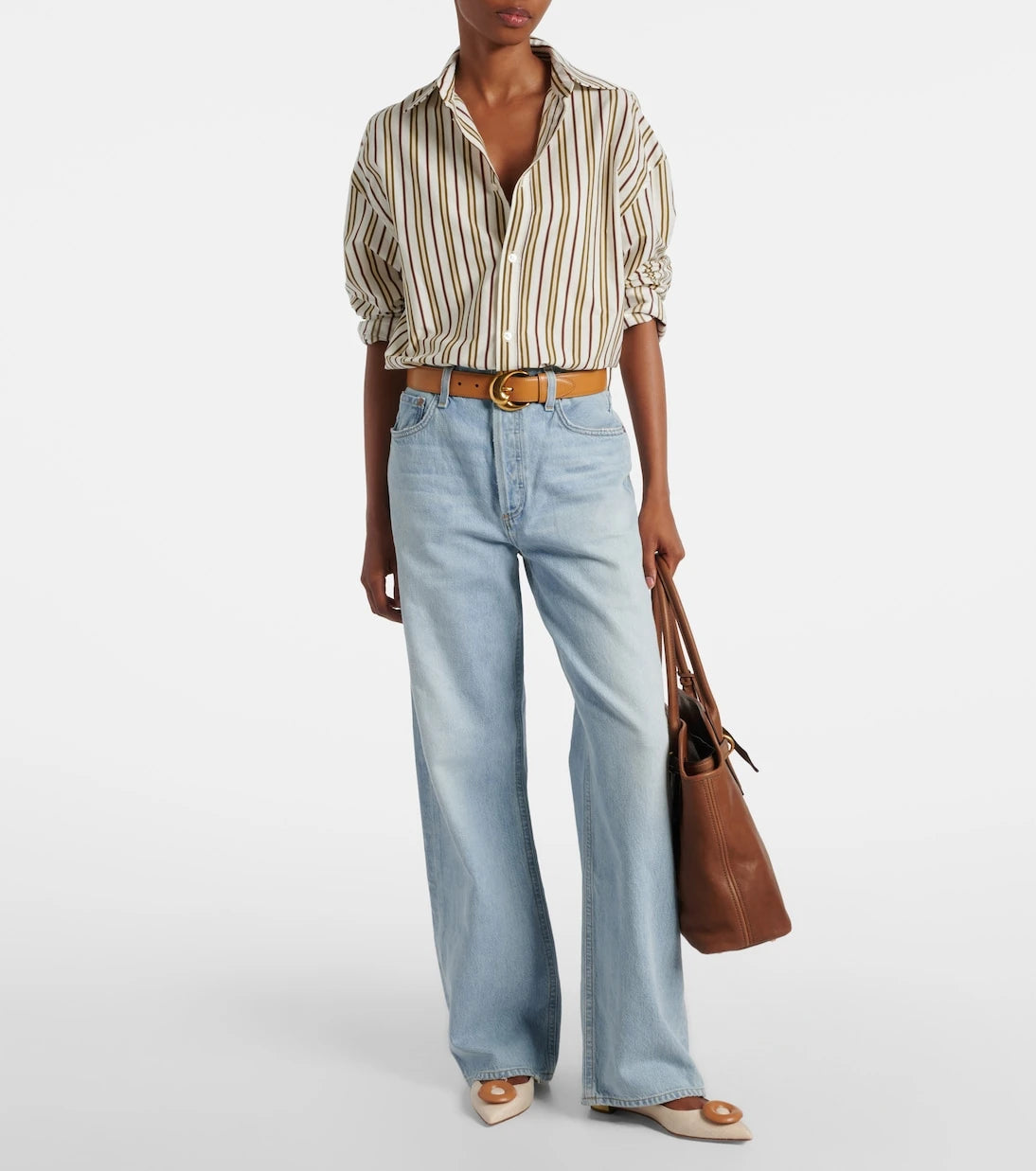 Aquazzura - Hoop leather-trimmed ballet flats