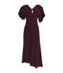 Victoria Beckham Burgundy Satin Rouleaux Midi Dress