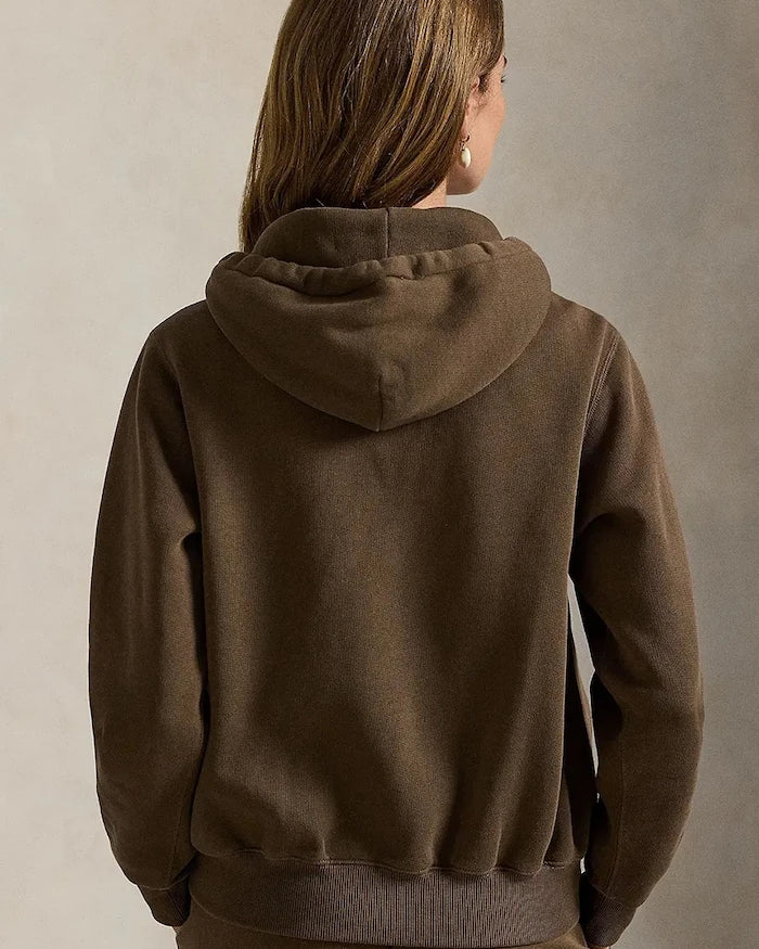Polo Ralph Lauren fermuarlı kapüşonlu kadın sweatshirt pamuklu